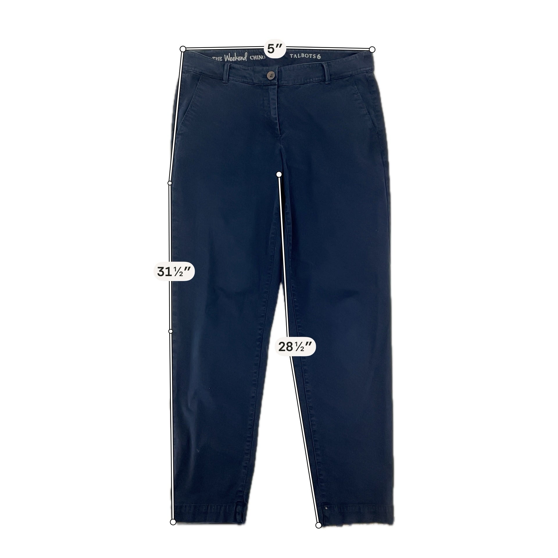 Talbots Navy Pant The Weekend Chino Pants Size 6 Navy Blue Cropped Ankle - Size 6