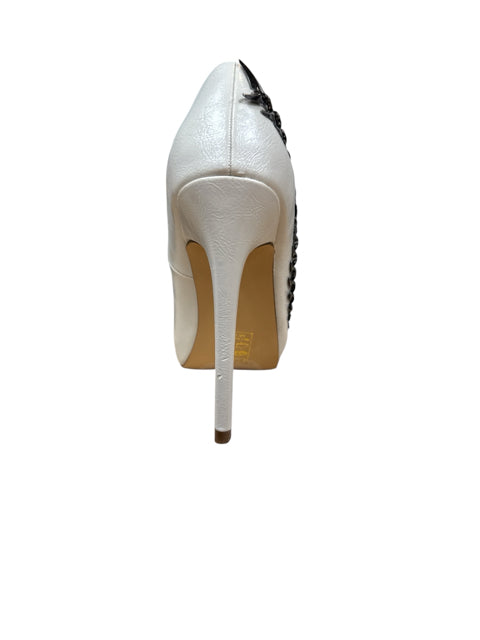 Sophia & Lee Clay Heels Clay Pointed Toe Stiletto Heels with Leaf Chain Embellishment Size 6 - Size 6