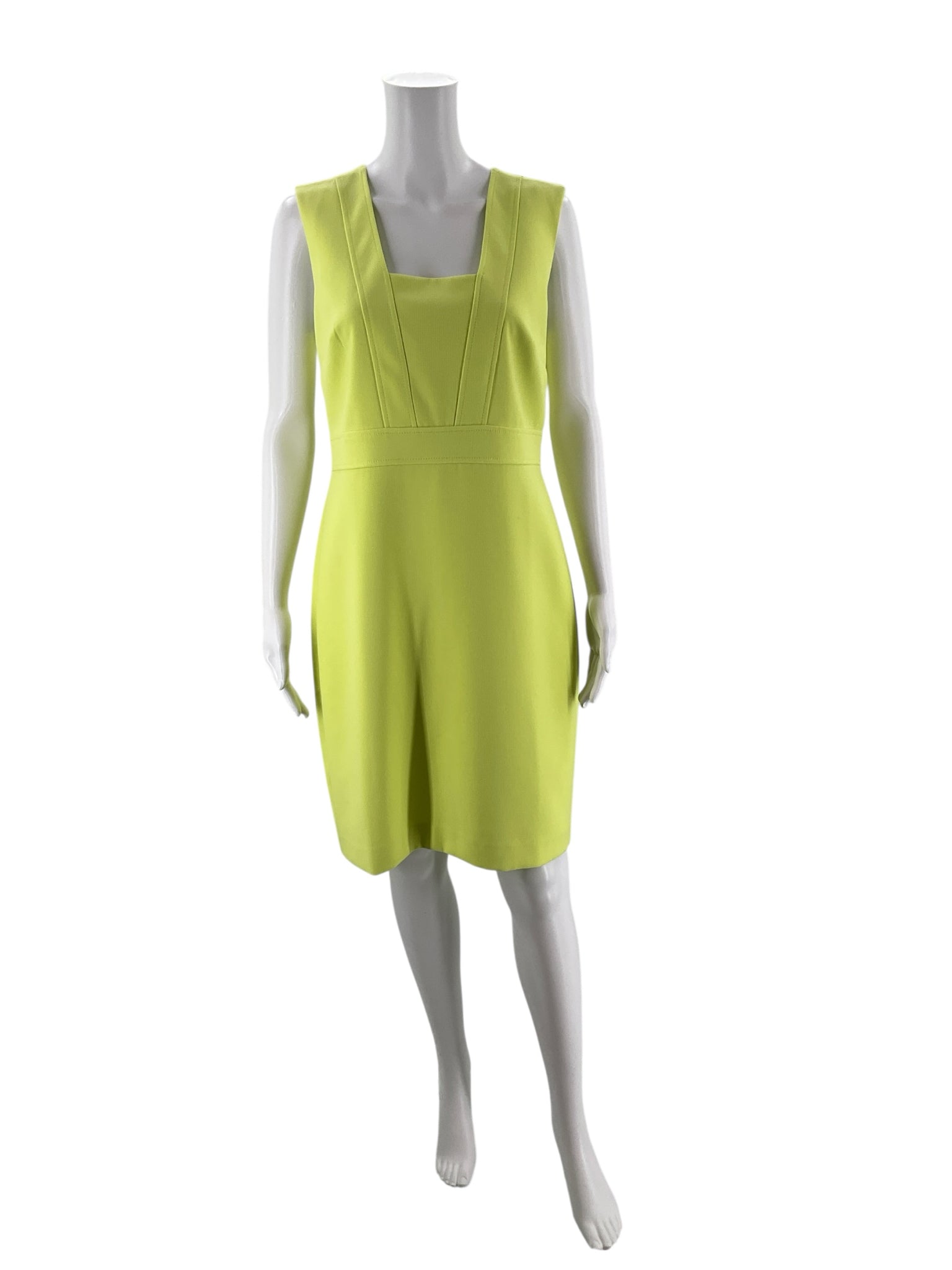 Ann Taylor Neon Yellow Square Neck Sheath Dress Size 6