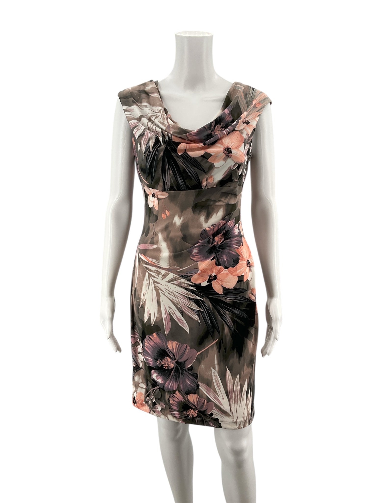 Connected Apparel mauve/purple Sheath Mauve/Purple Floral Pre-Owned Ladies Dress - Size 4 Petite - Size 4P