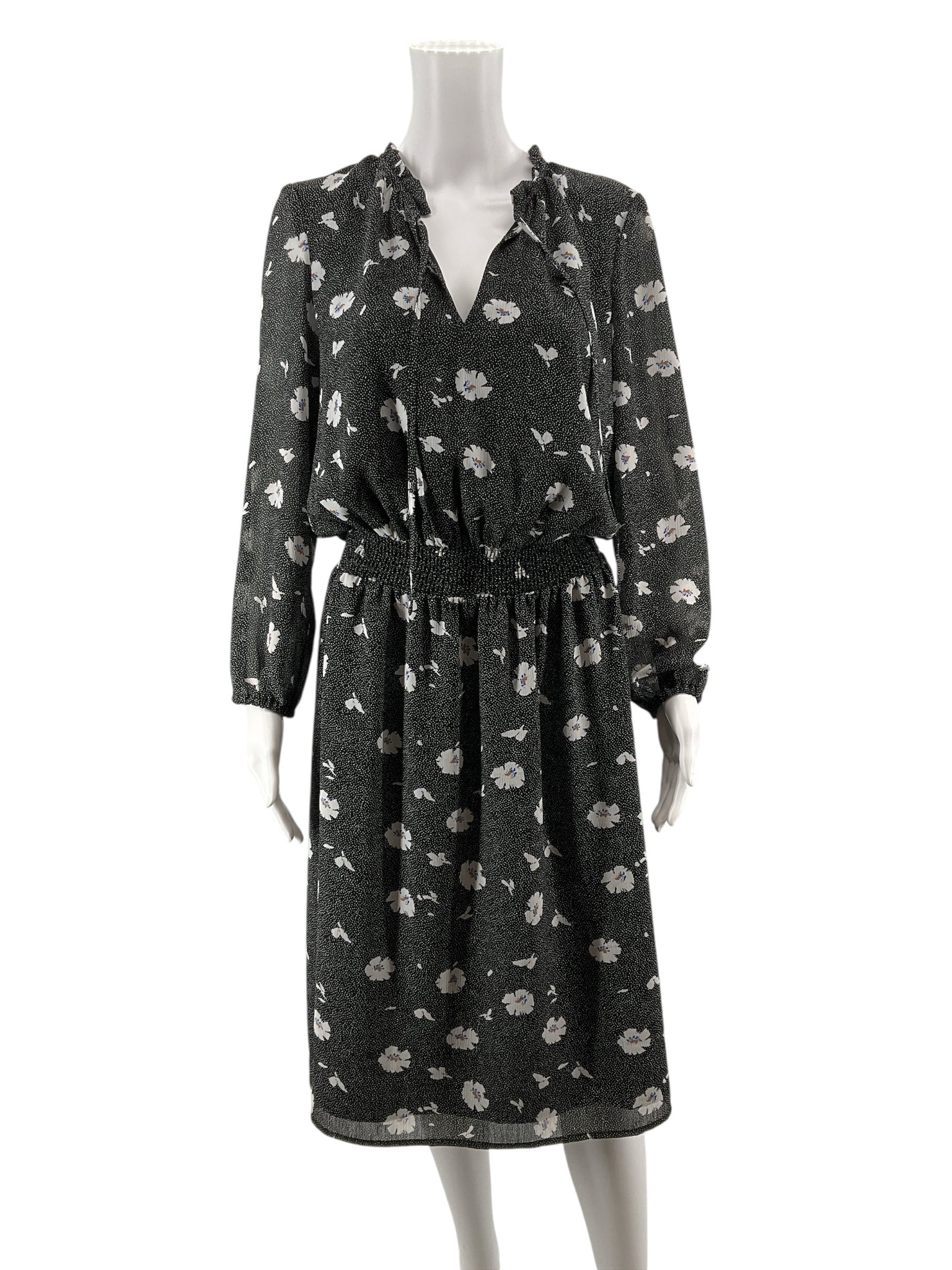 J Crew Black/White Floral Pre-Owned Ladies Dress - Size Small