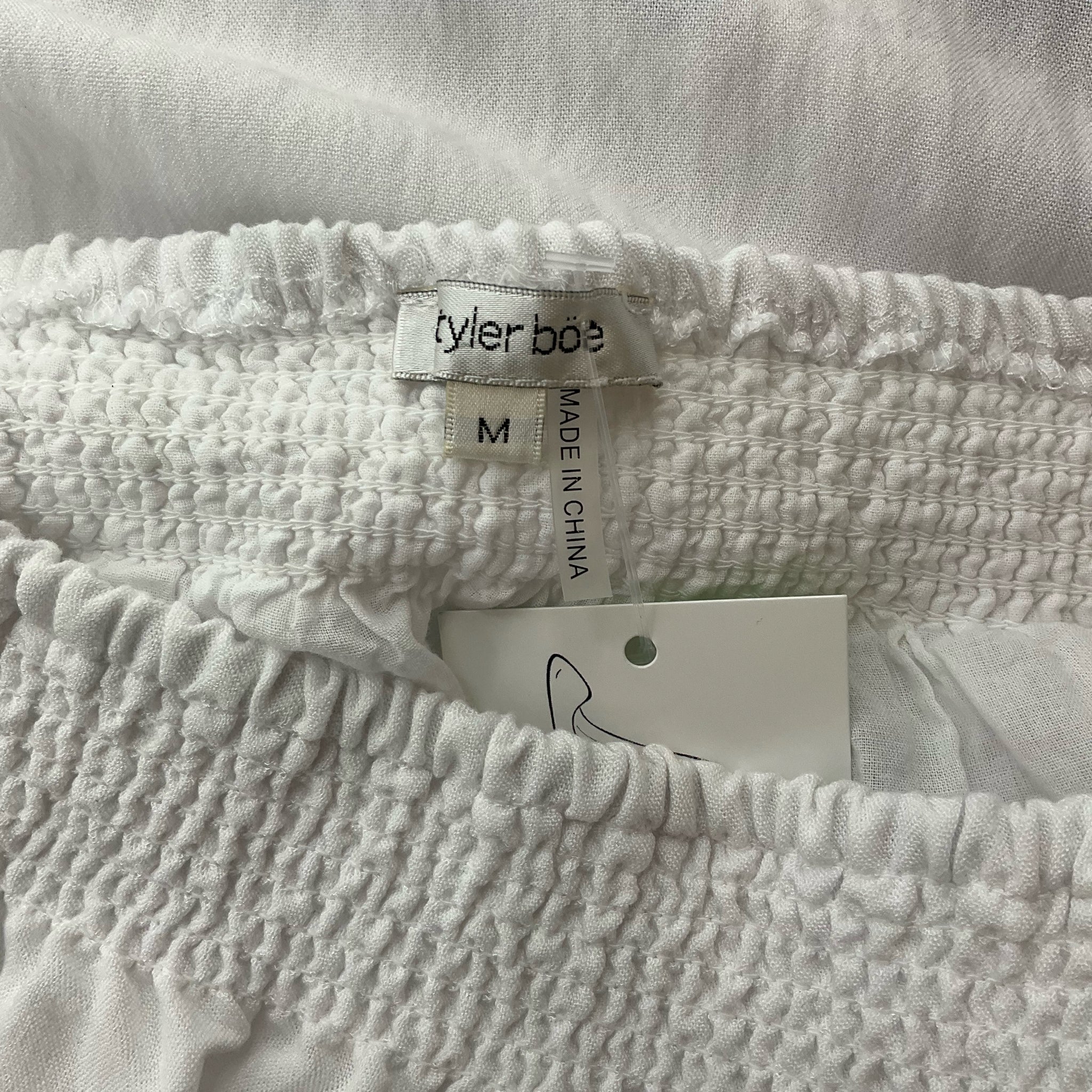 Tyler Boe White/Blue Embroidered Pre-Owned Ladies Dress - Size Medium - Margaret’s Fine Consignment