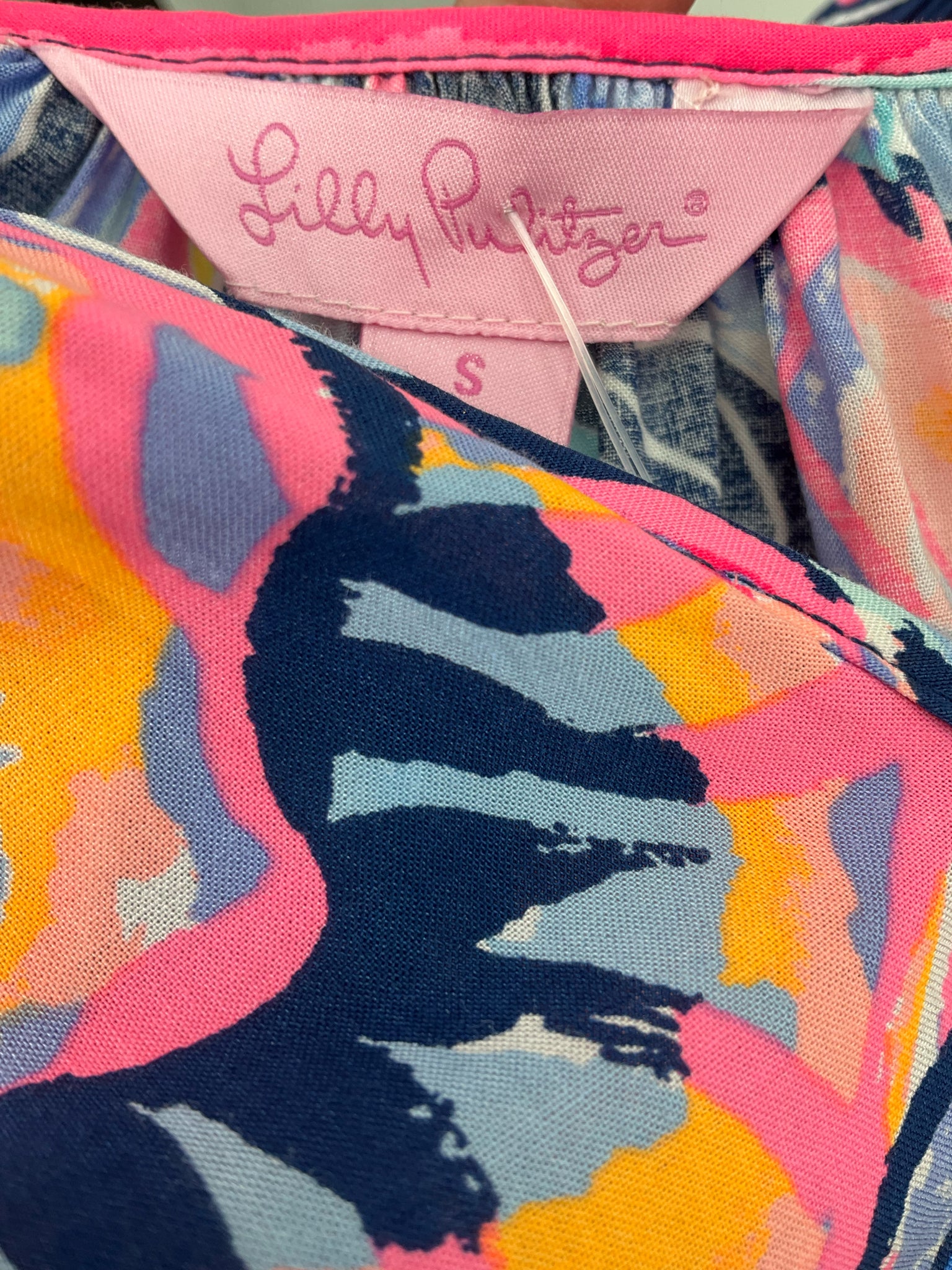 Lilly Pulitzer pink/blue/orange Long Sleeve Nevie Top Multi Sink Or Swim Floral Blouse Size Small - Size S
