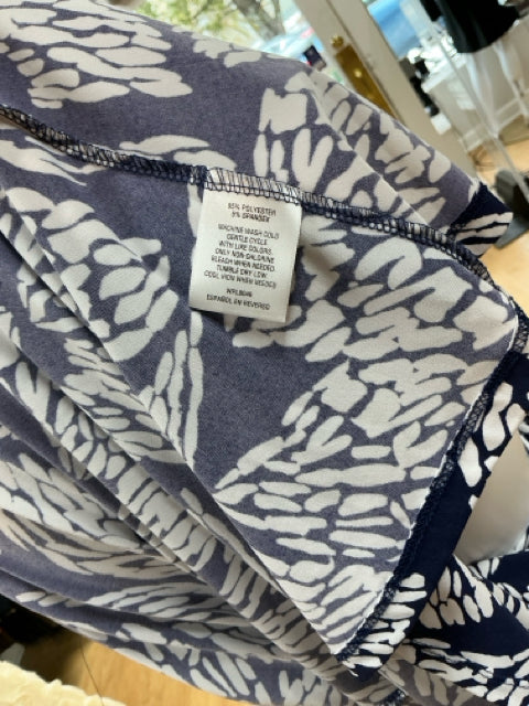 JM Collection White/Navy Print Pre-Owned Ladies Dress - Size 14