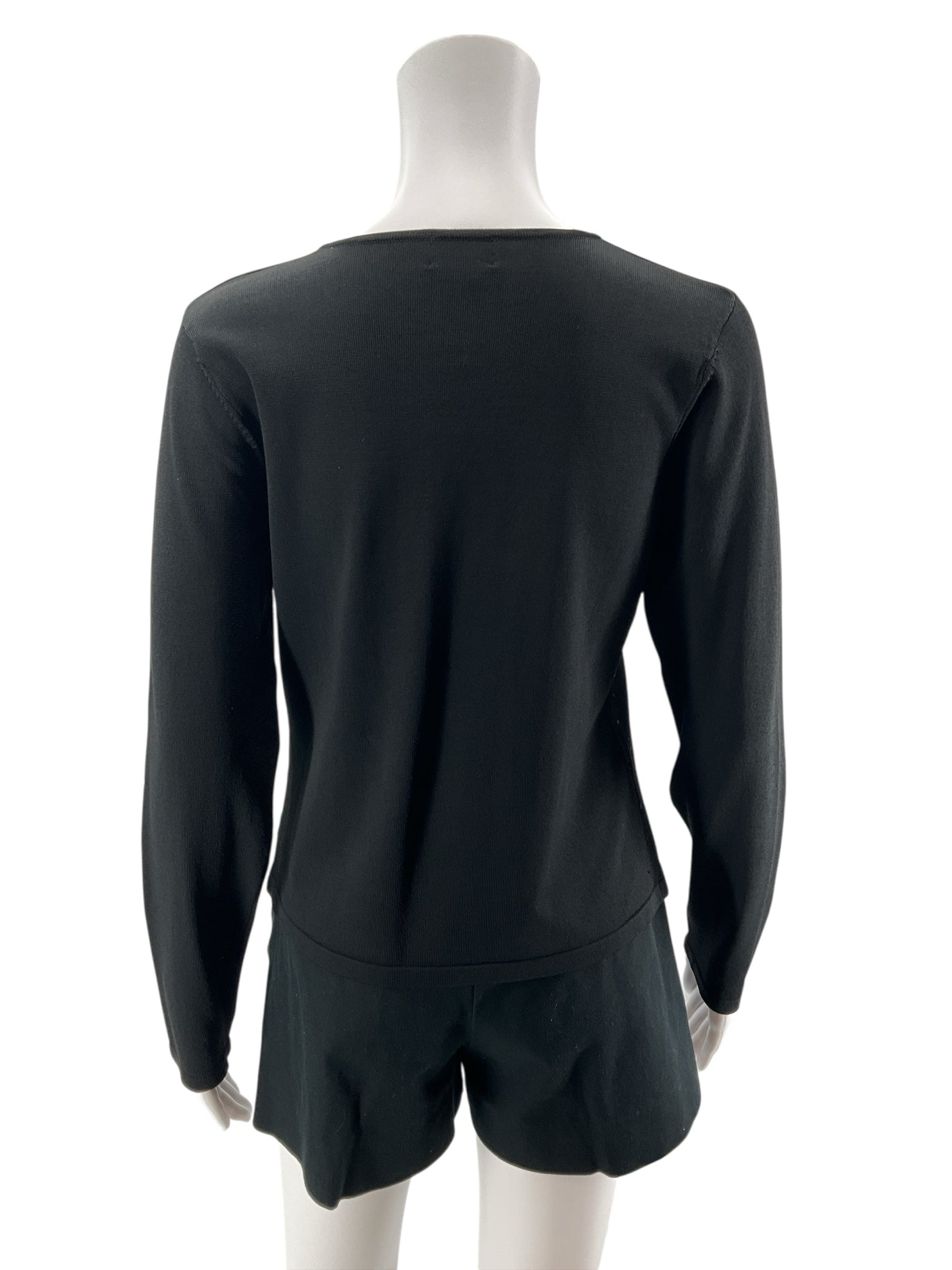 Rafaella Petites Black Sparkle Rhinestone V-Neck Sweater Top Size MP