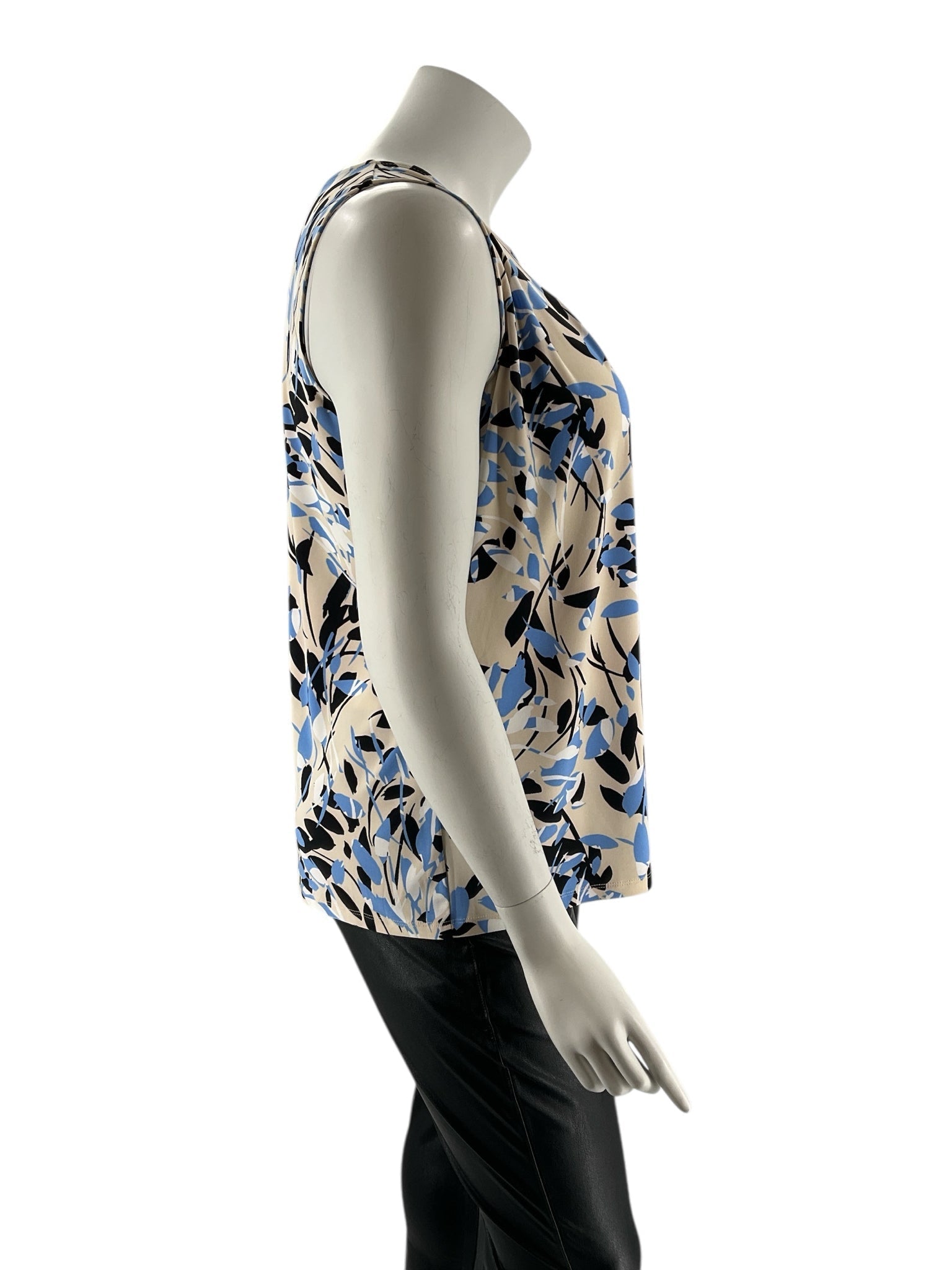 Kasper Beige/Blue/Black/White Floral Pre-Owned Ladies Sleeveless Top - Size 1X