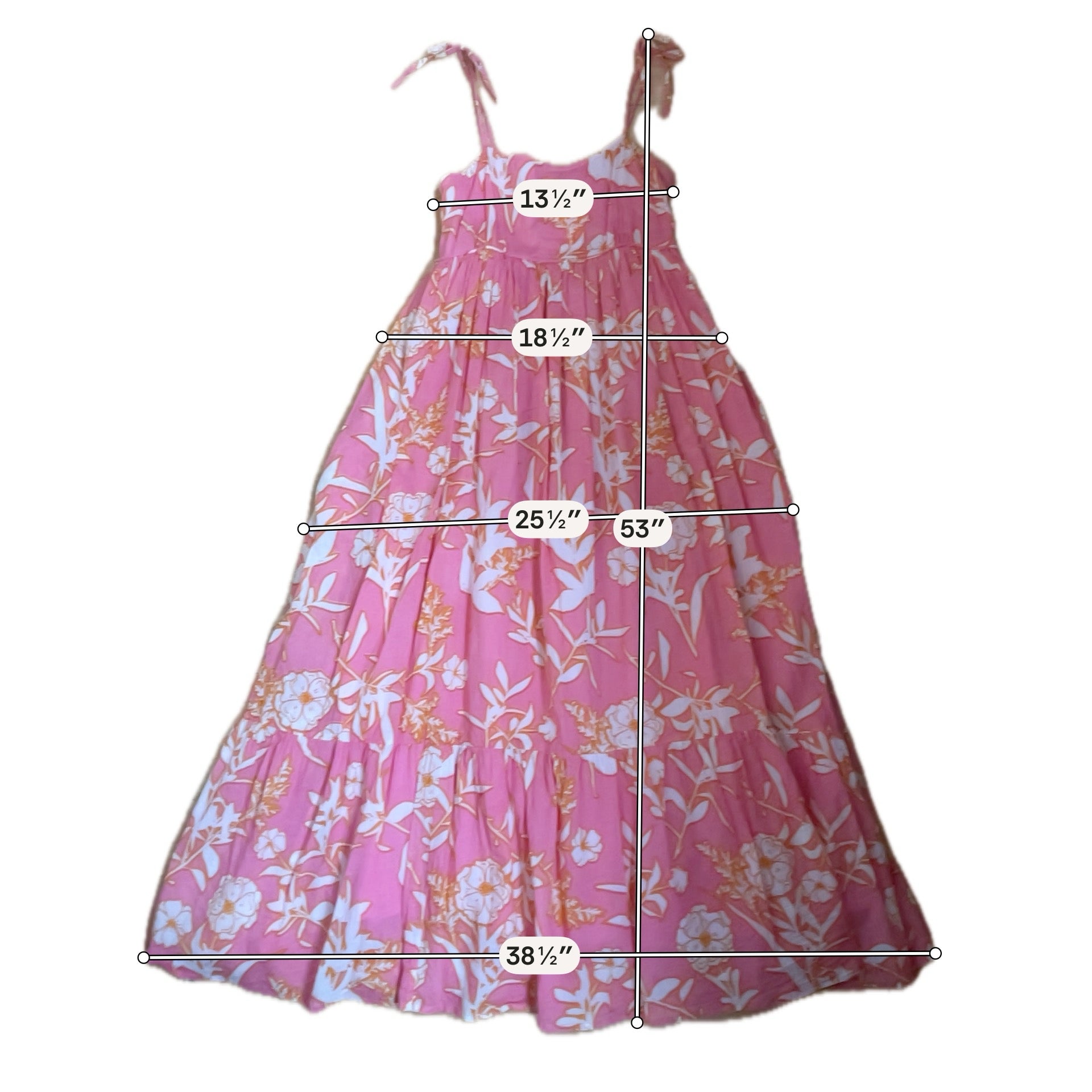Olivia James The Label pink/white/orange Maxi Poppy Tie Shoulder Floral Maxi Dress Size M - Size M