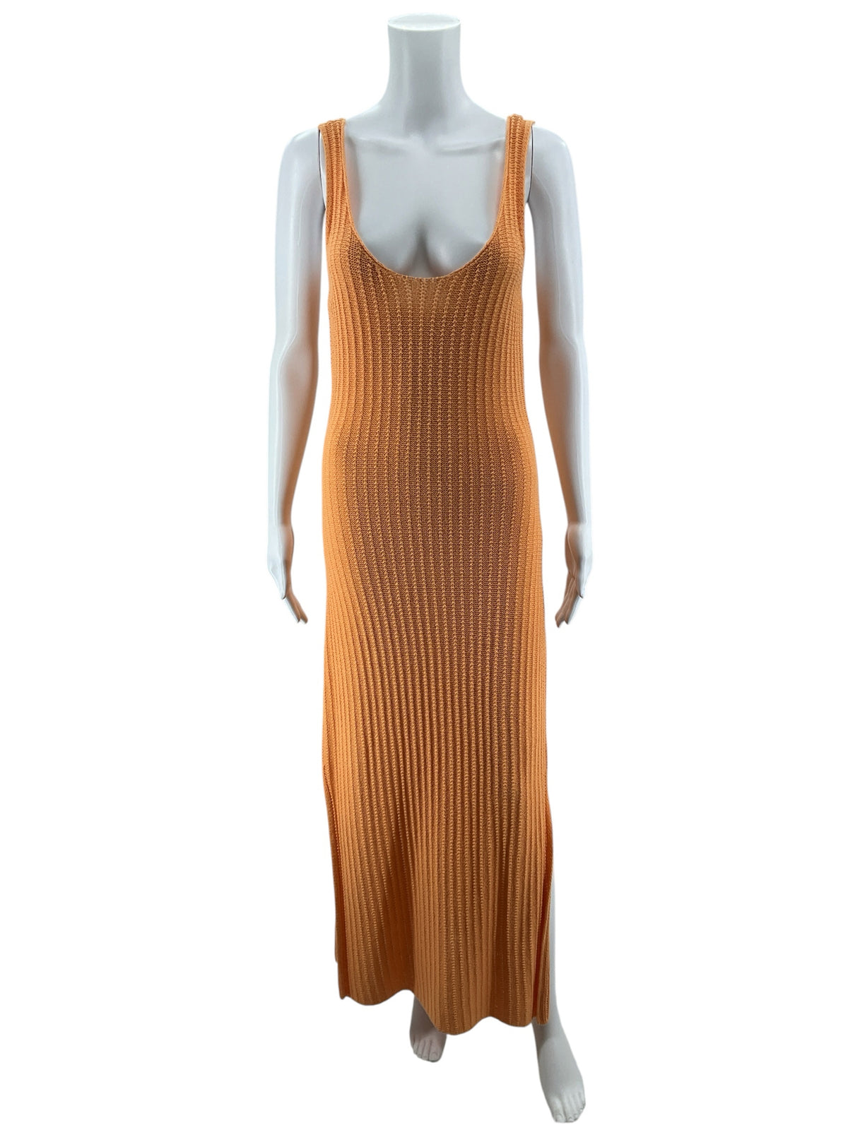 Z Supply Keala Ribbed Sweater Maxi Dress with Slit Orange Small - ONLINE ONLY