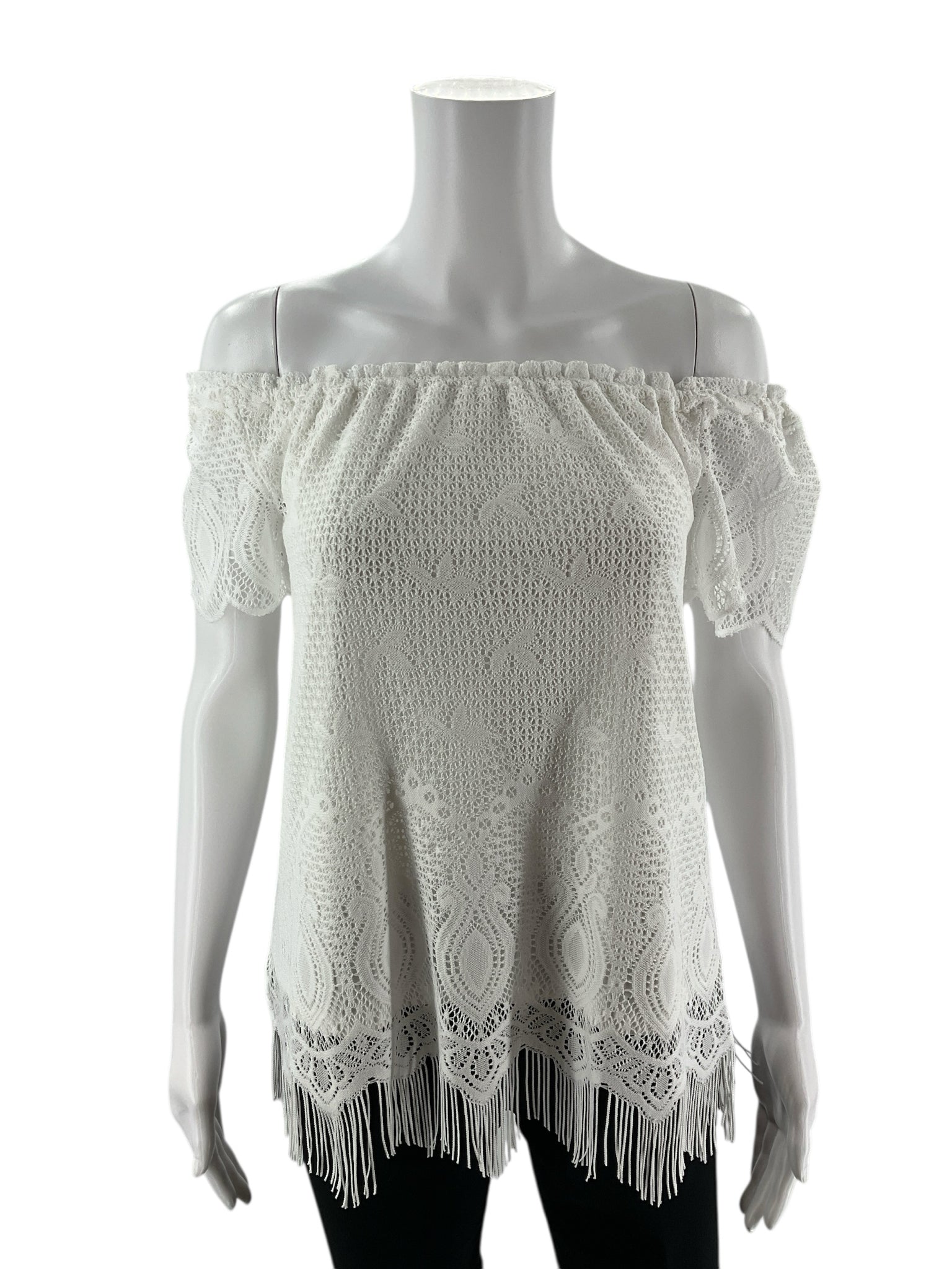 Lilly Pulitzer White Fringe Pre-Owned Ladies Top - Size XS
