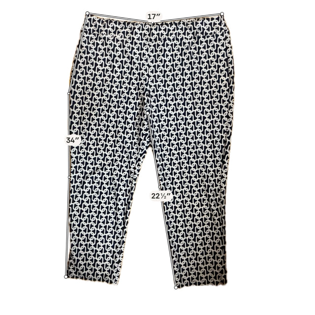 Jude Connally Geometric Chain Link Print Pull-On Pants Navy White Size XL - ONLINE ONLY