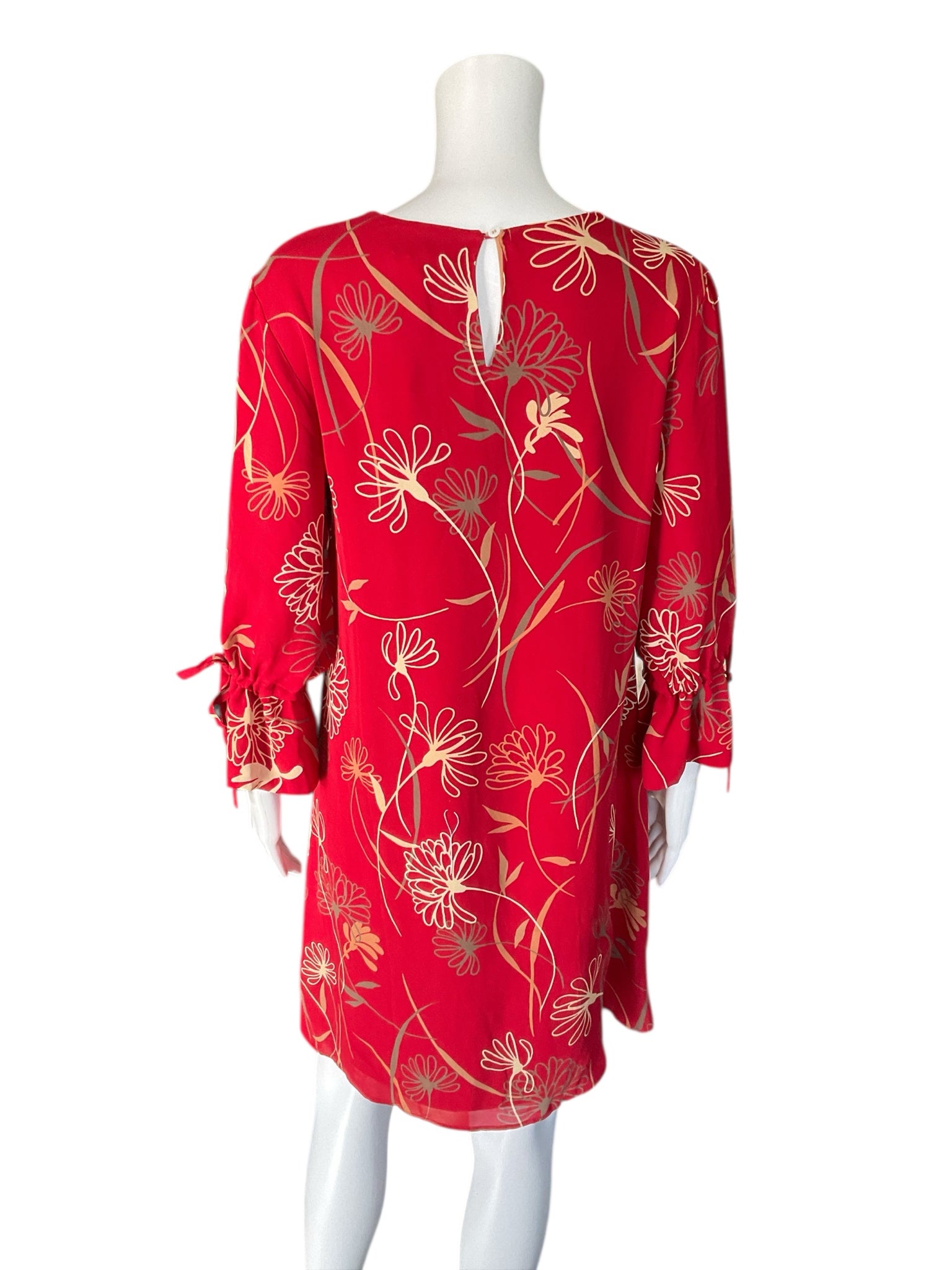 Tyler Boe Red/Tan Floral Pre-Owned Ladies Dress - Size Small