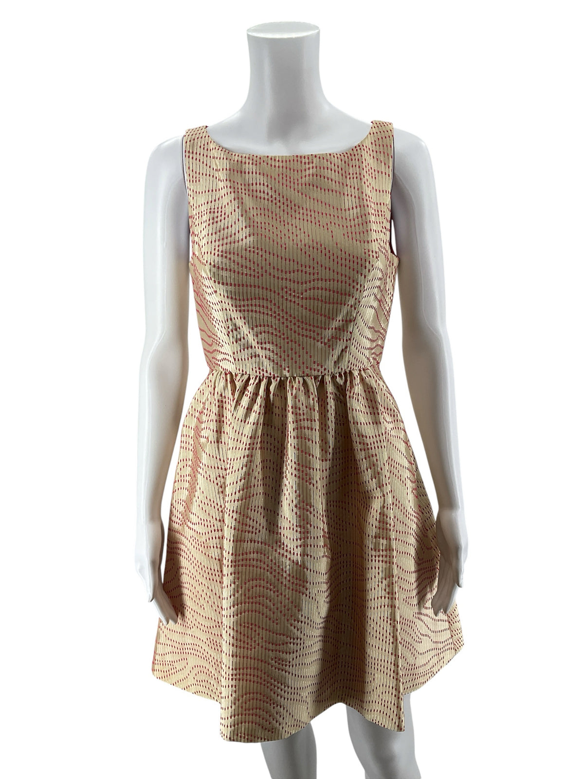 Jessica Simpson Fit & Flare Dress Size 2 Cream Pink Print - ONLINE ONLY