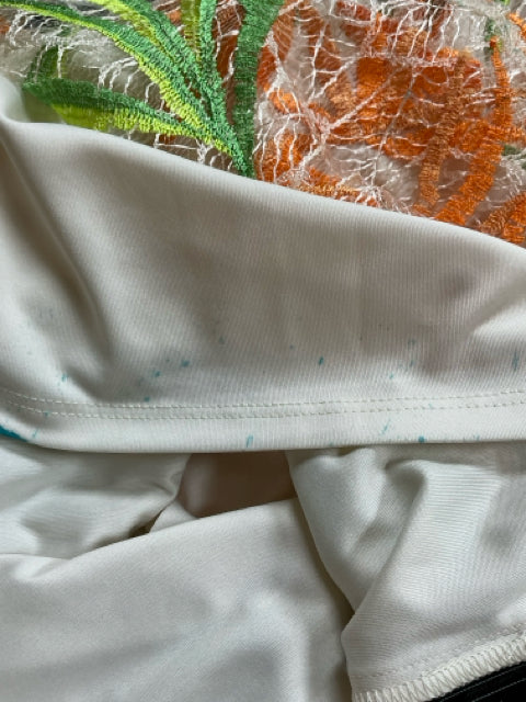 Laundry by Shelli Segal tan/orange/green A-Line Floral Embroidered Lace Dress NWT Size 6 - Size 6