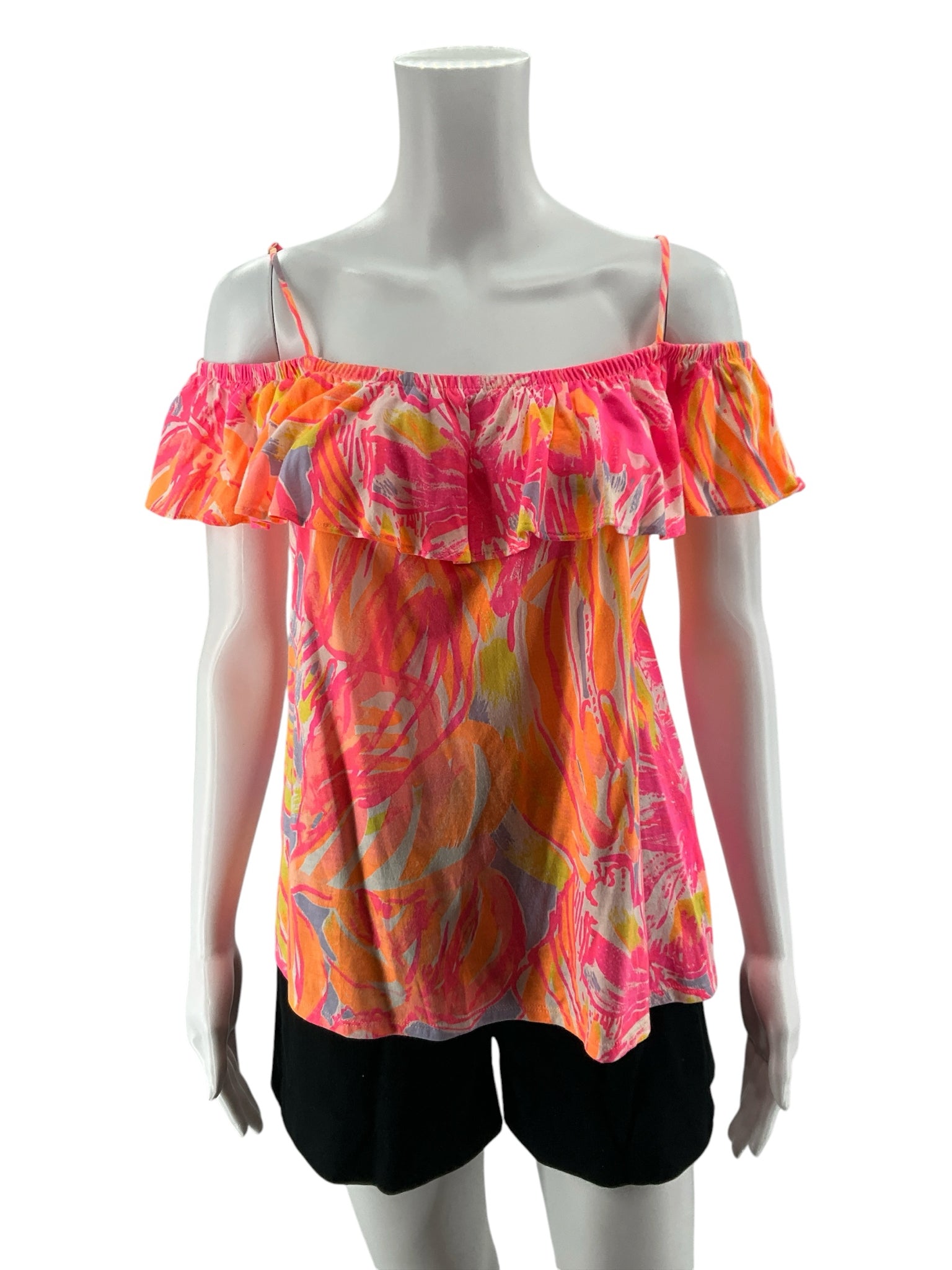Lilly Pulitzer Maisel Cold Shoulder Top Tiki Pink Gypsea Print Size Small
