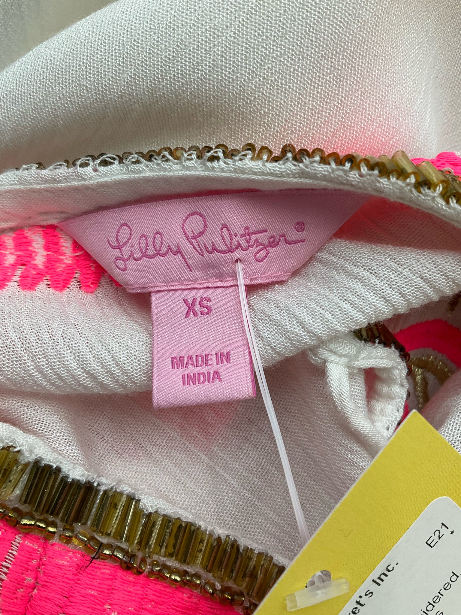 Lilly Pulitzer Jaxi Maxi Dress XS White Pink Embroidered Tassel
