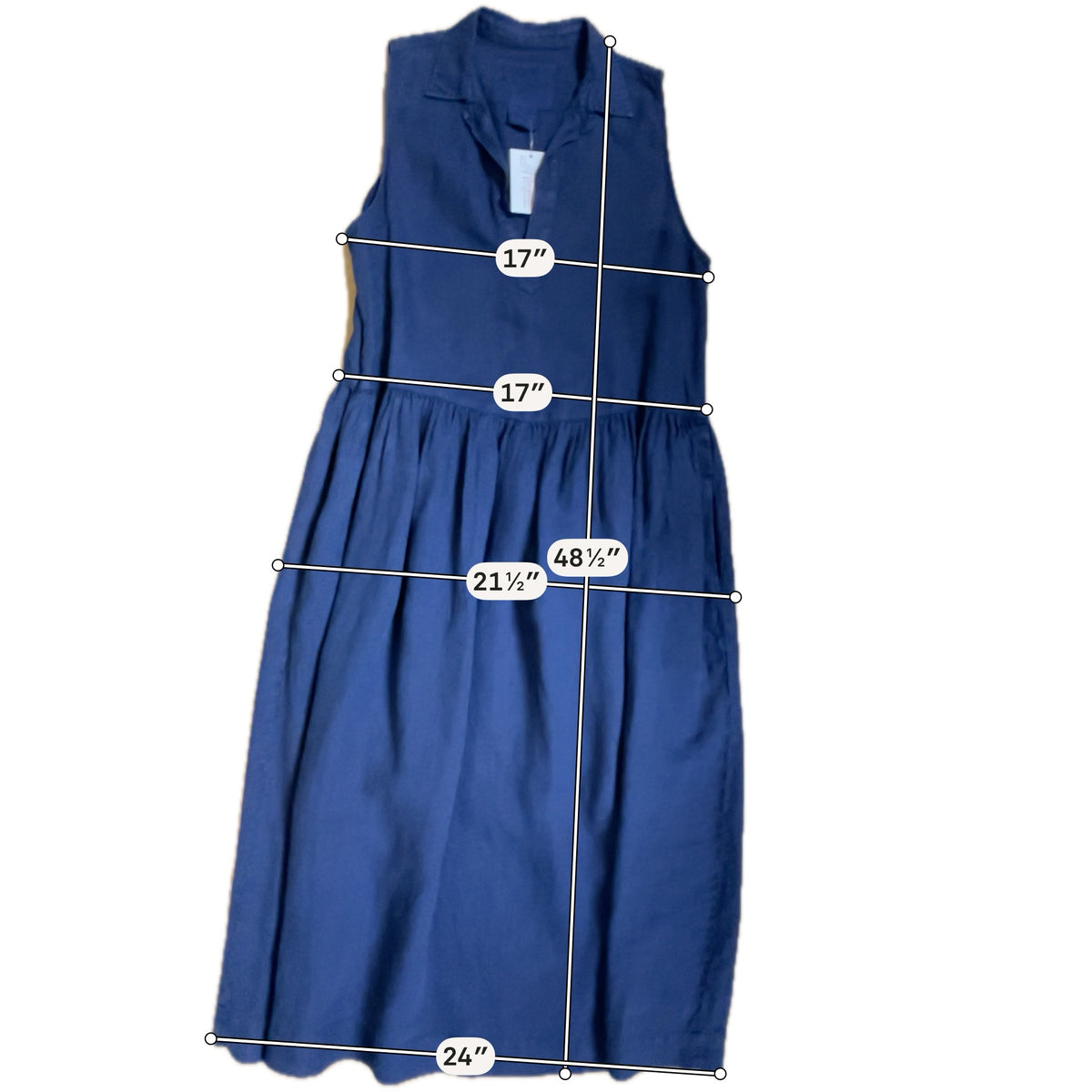 Frank & Eileen Daphne Sleeveless Navy Blue 100% Linen Maxi Dress Size Small - ONLINE ONLY