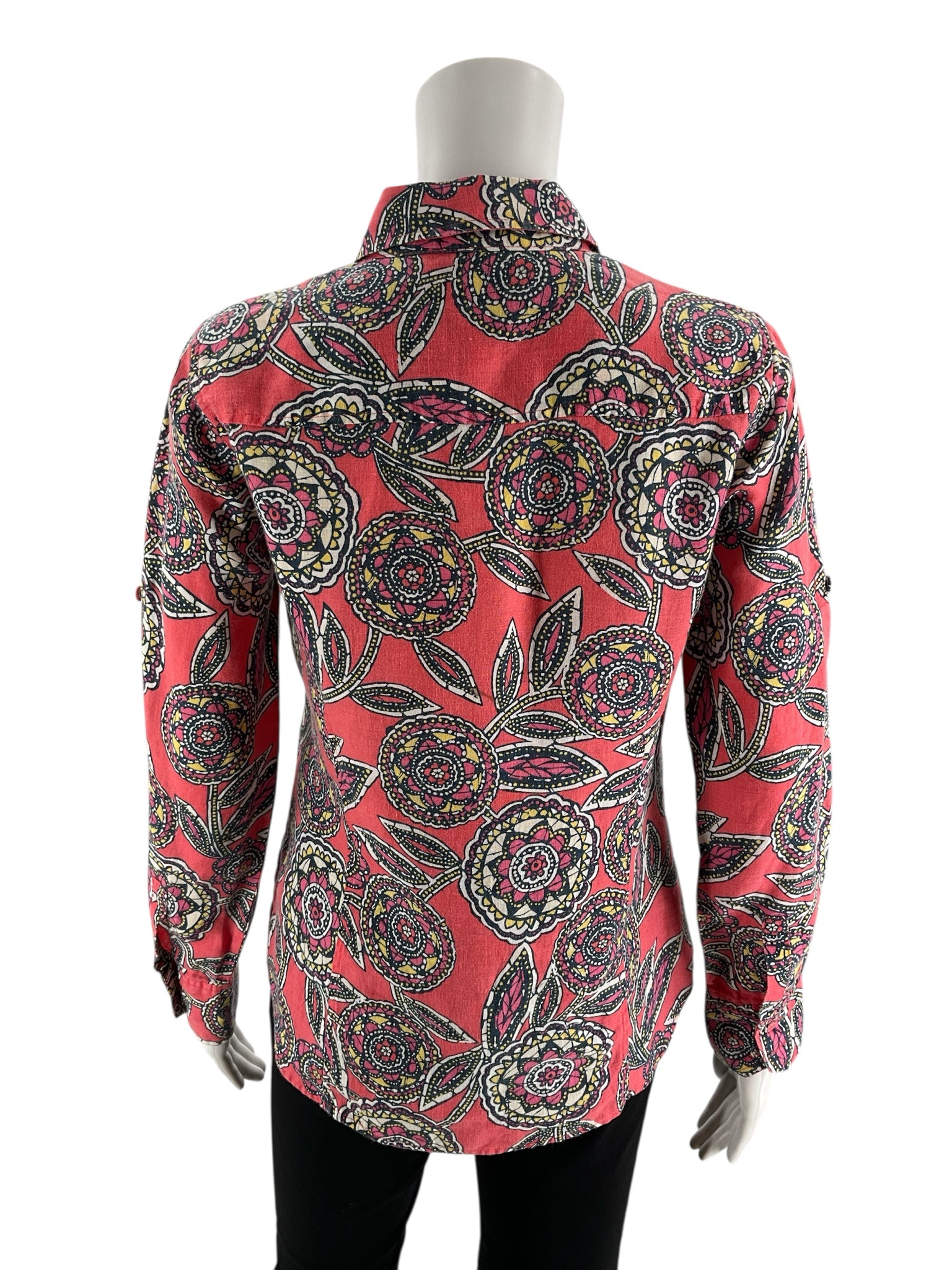 Charter Club Coral/Multi Print Pre-Owned Ladies Top - Size 4