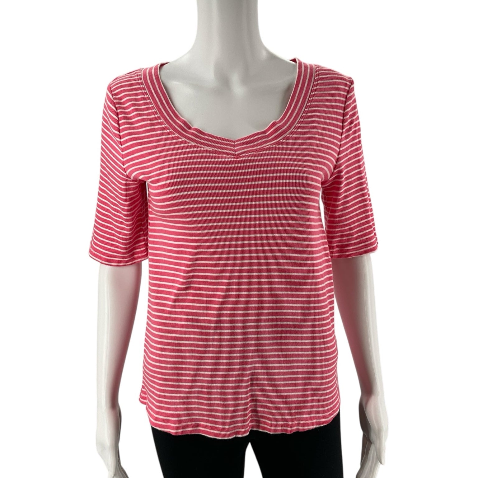 Talbots Pink/White Stripe Pre-Owned Ladies Top - Size Medium - Margaret’s Fine Consignment