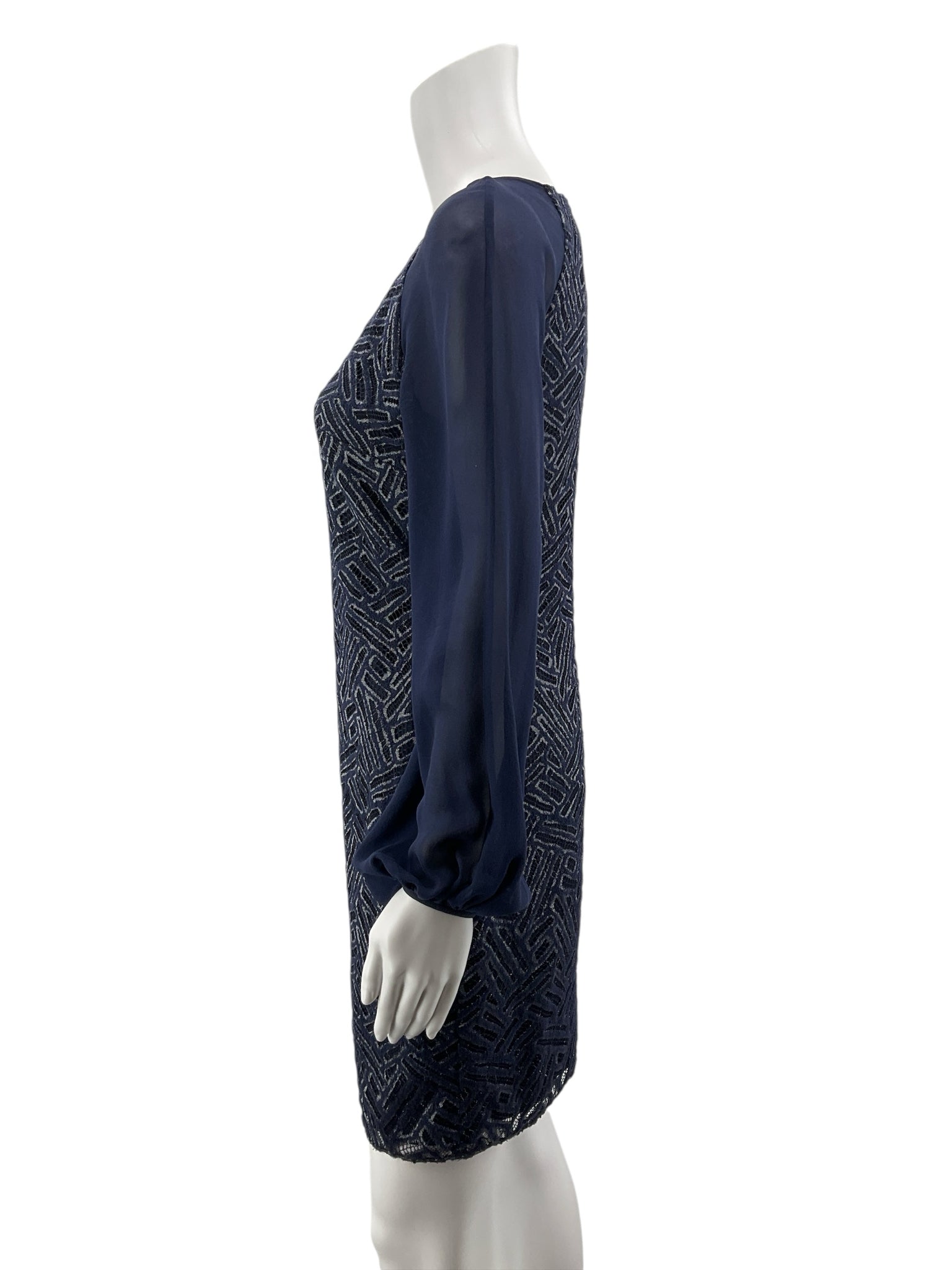 Lilly Pulitzer Mariella Navy Lace Sheer Sleeve Dress Size 0