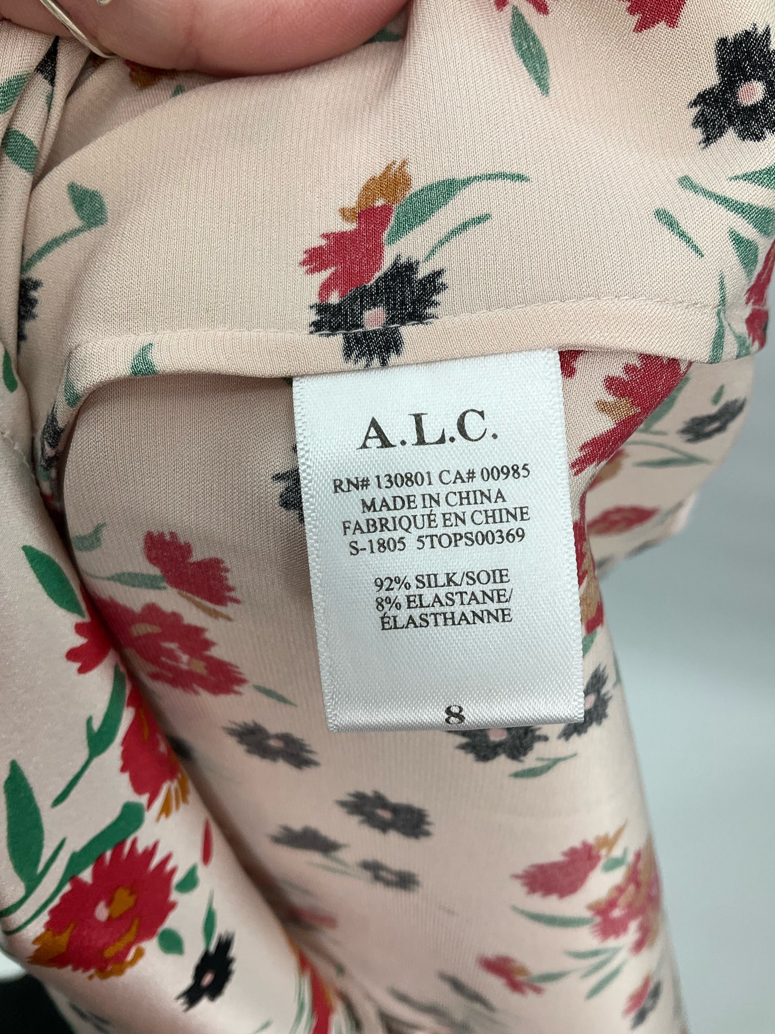 A.L.C. blush/red/black Sleeveless Kati Silk Floral Print Sleeveless Blouse Top Size 8 - Size 8