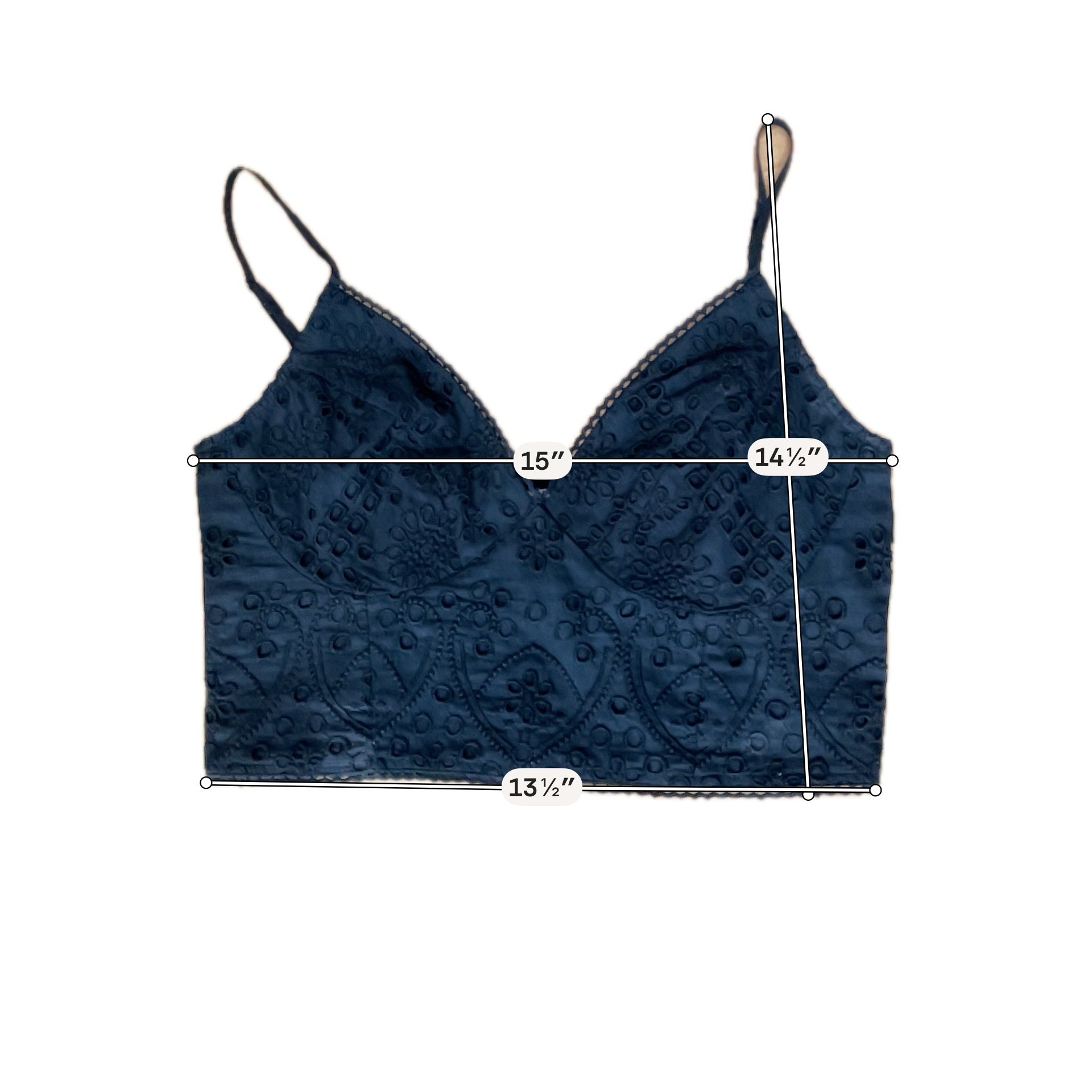 Abercrombie & Fitch Black Eyelet V-Neck Crop Cami Top | Size Small