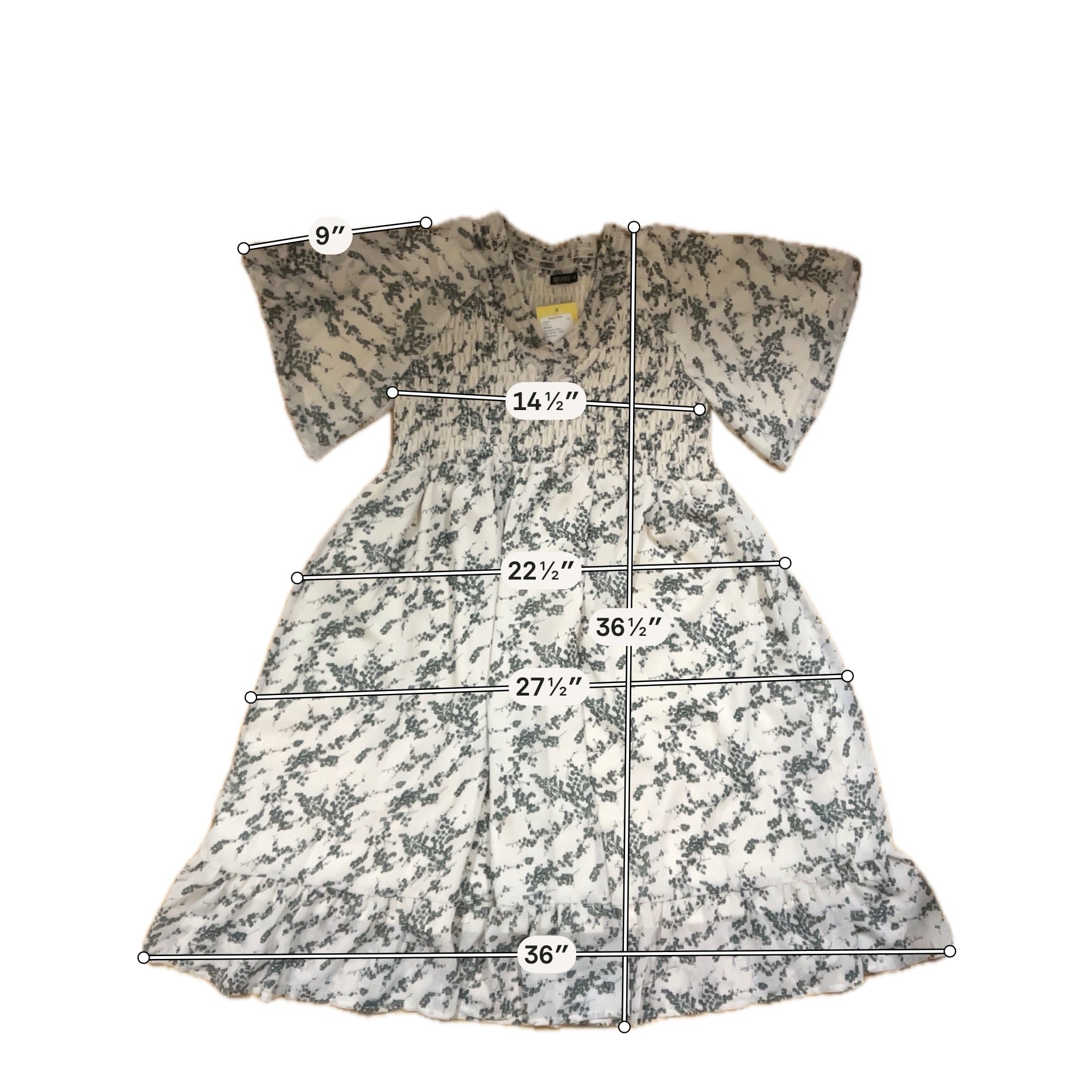 Mikarose ecru/black Babydoll Kennedy Floral Tiered Flutter Sleeve Dress Plus Size 2X - Size 2X