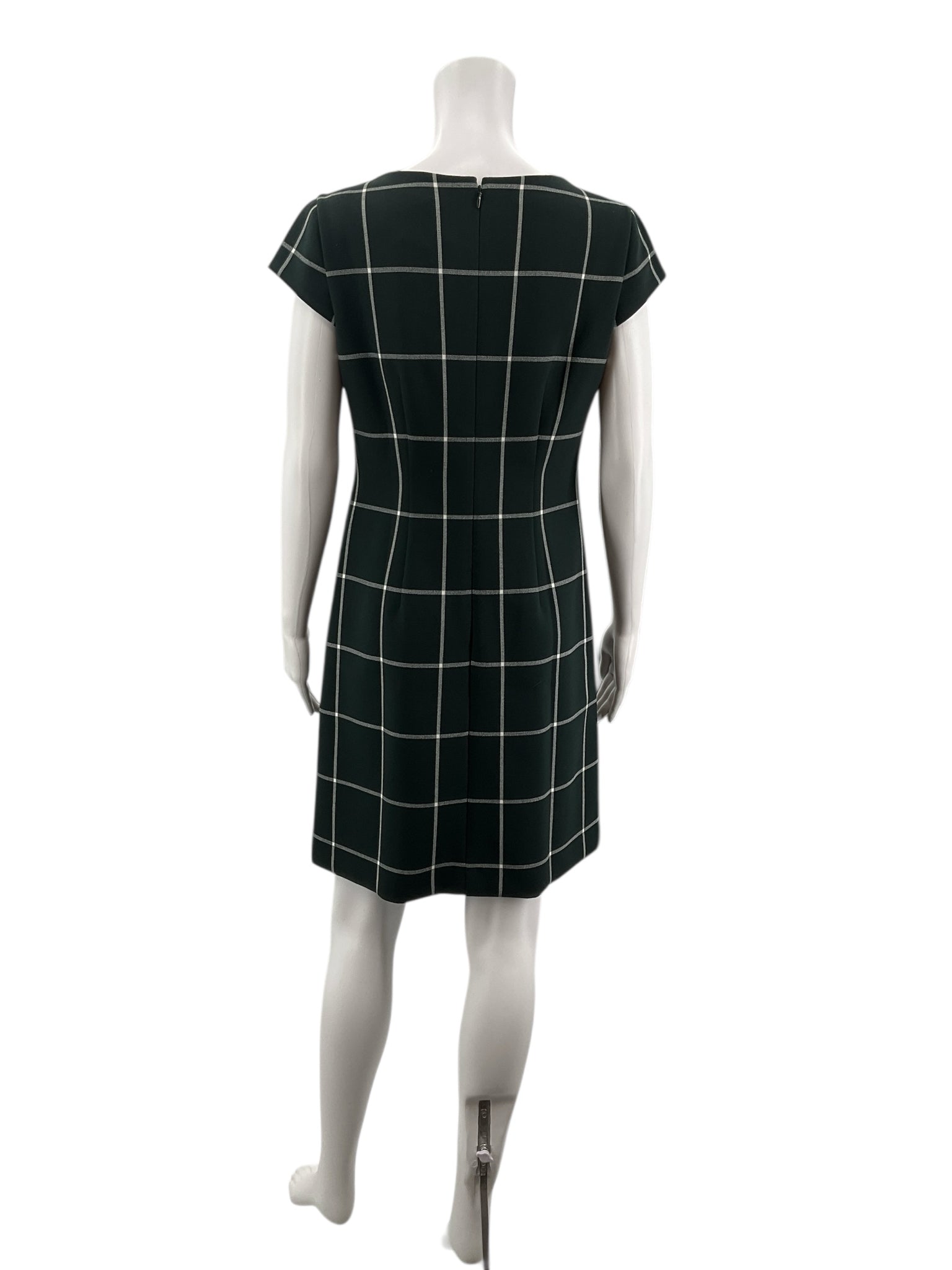 Ann Taylor Green/White Plaid Pre-Owned Ladies Dress - Size 4