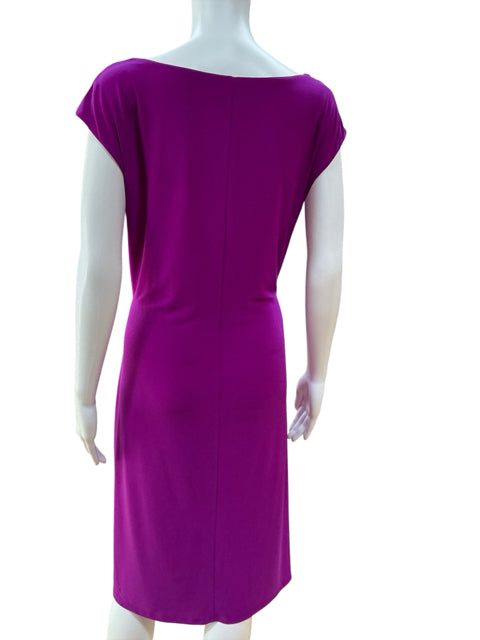 Lauren Ralph Lauren Fuchsia Cowl Neck Ruched Sheath Dress Size 16