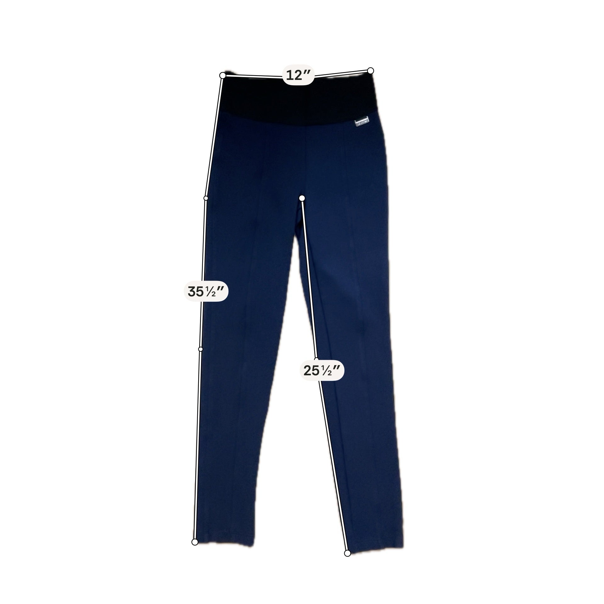 Calvin Klein navy/black Pant Power Stretch Ponte Leggings Navy Blue Black Waistband Size Small - Size S