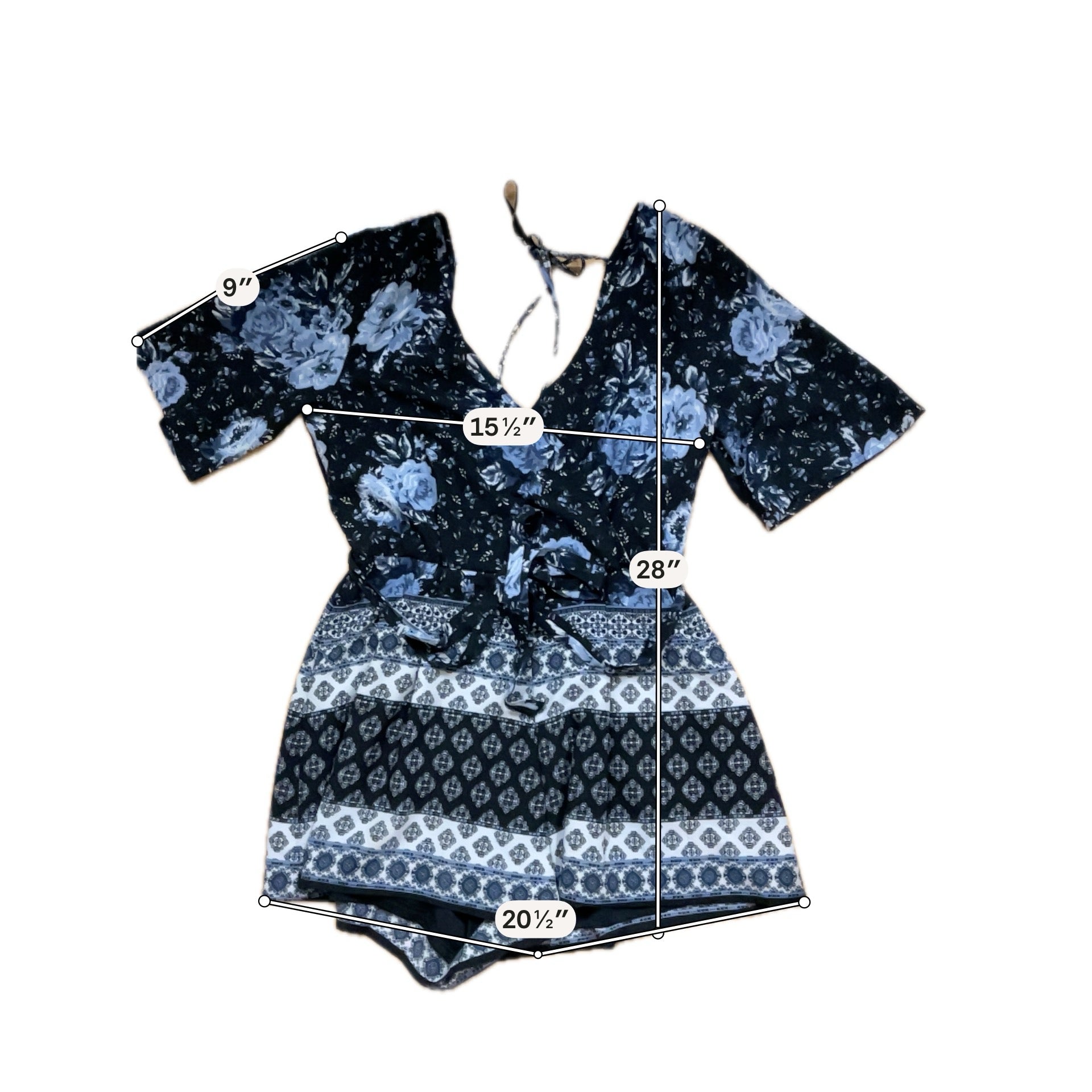 Blue Rain Size S Blues Floral Romper