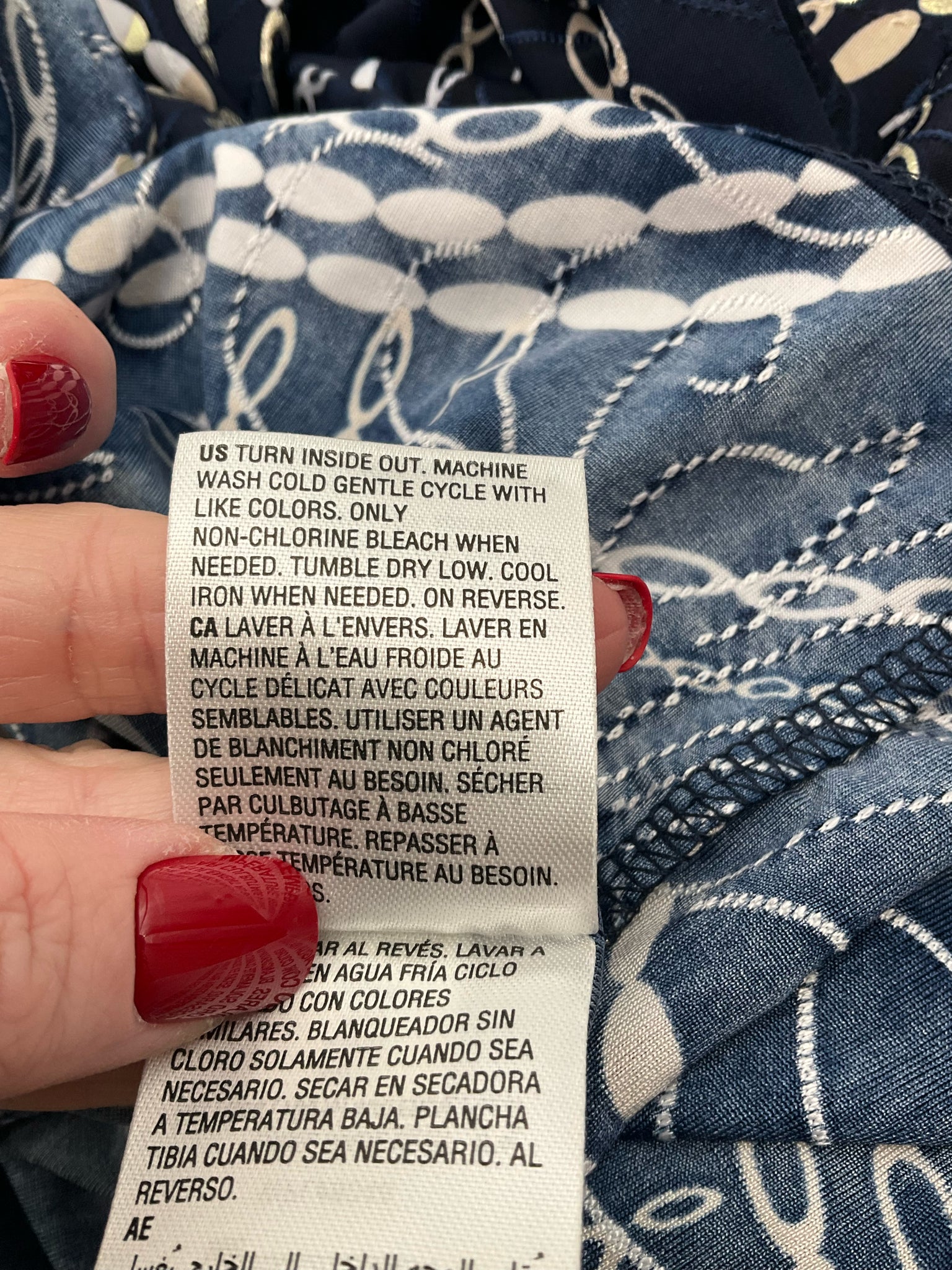 JM Collection Navy/Tan Pre-Owned Ladies Casual Top - Size Large Petite