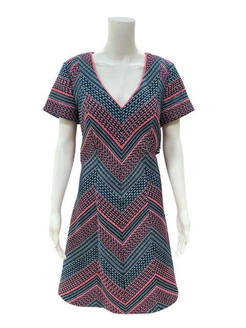 Hutchinson Chevron V-Neck Textured Knit Sheath Dress Size 12