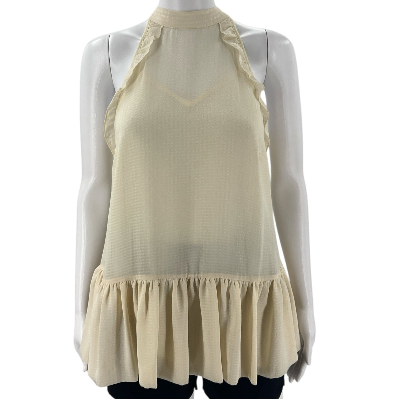 Julie Brown Cream Sheer Pre-Owned Ladies Top - Size 4 - Margaret’s Fine Consignment