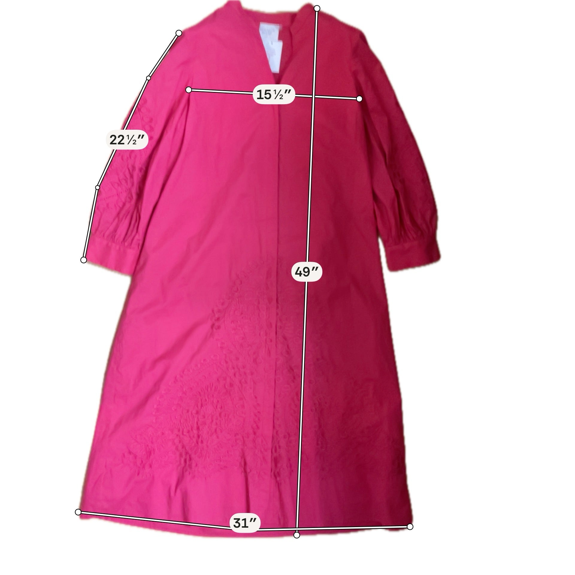 Hyacinth House Pink Maxi Blythe Pink Embroidered Long Sleeve Midi Dress XL - Size XL