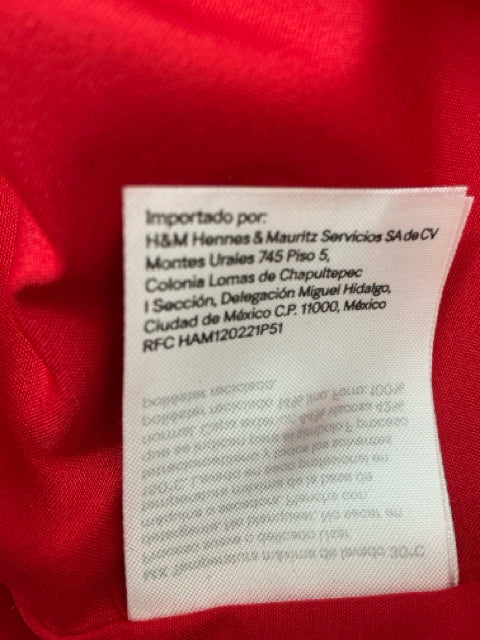H&M Red Linen-Blend Ruffle Hem Mini Dress Size XS - ONLINE ONLY