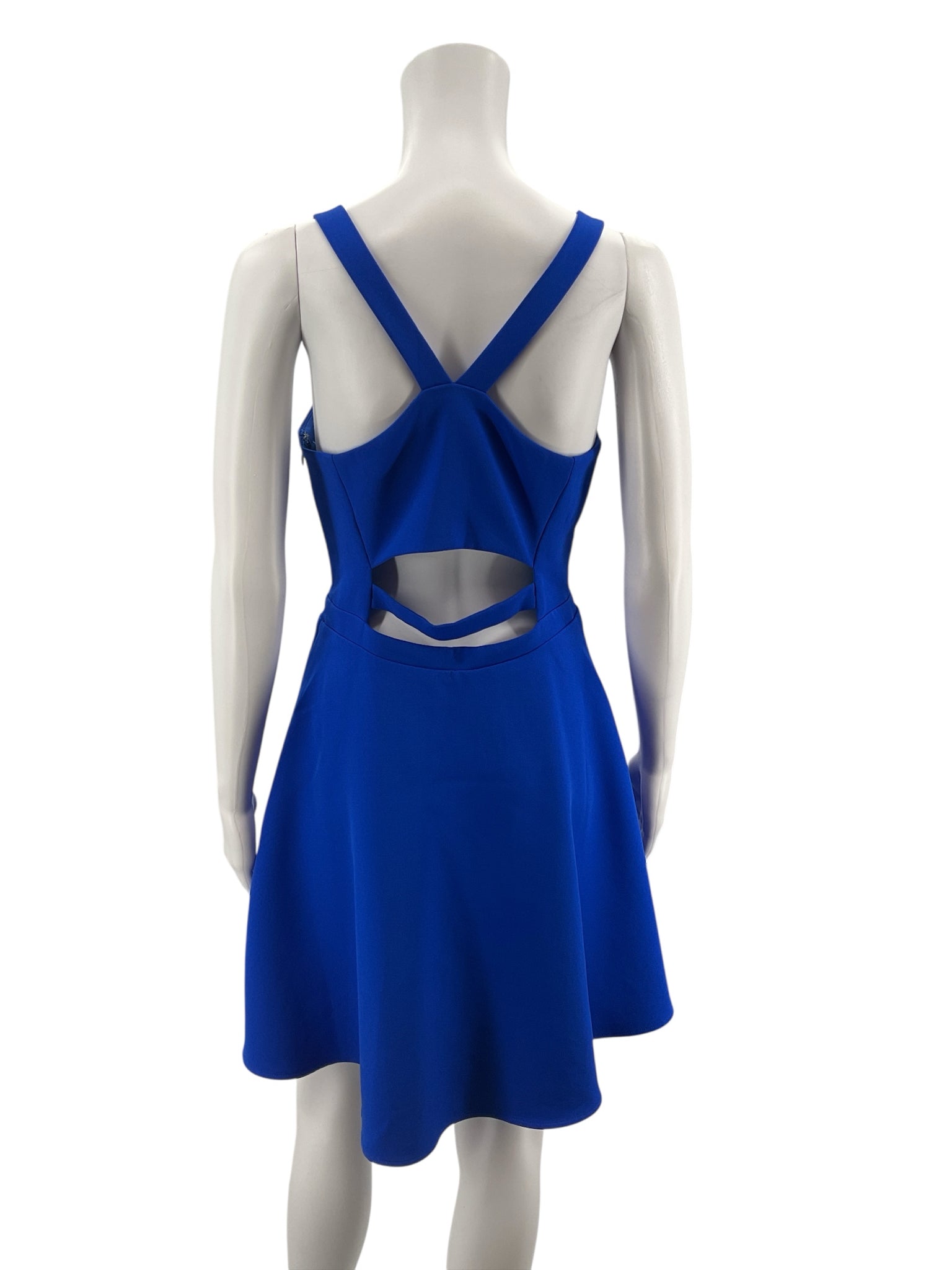 Express Royal Blue Fit and Flare Royal Blue Cutout Fit & Flare Mini Dress Size 6 - Size 6