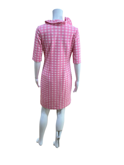 Tyler Boe Pink Gingham Ruffle Collar Shift Dress Size XS