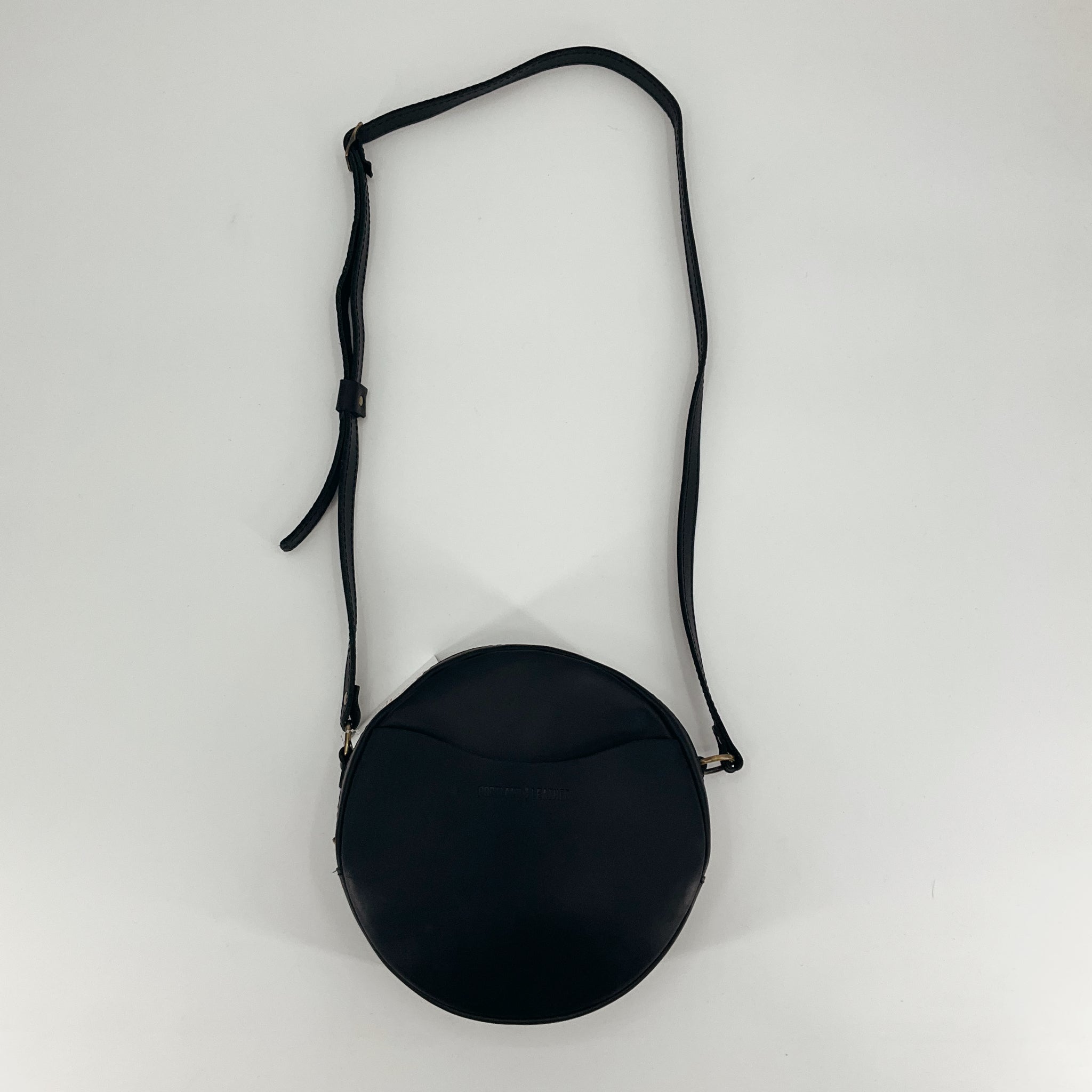 Portland Leather Goods Black Circle Crossbody Bag | Full-Grain Leather
