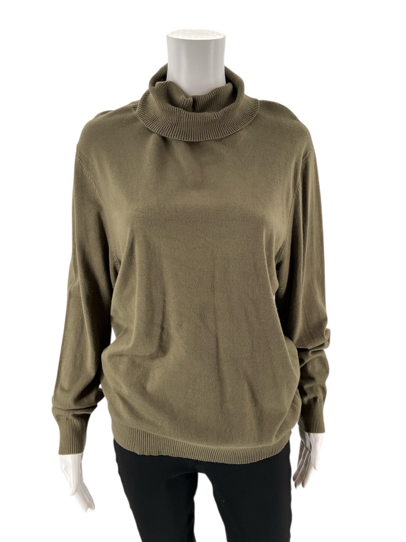 Calvin Klein olive solid casual top for ladies, size XL, featuring a relaxed fit and simple design.