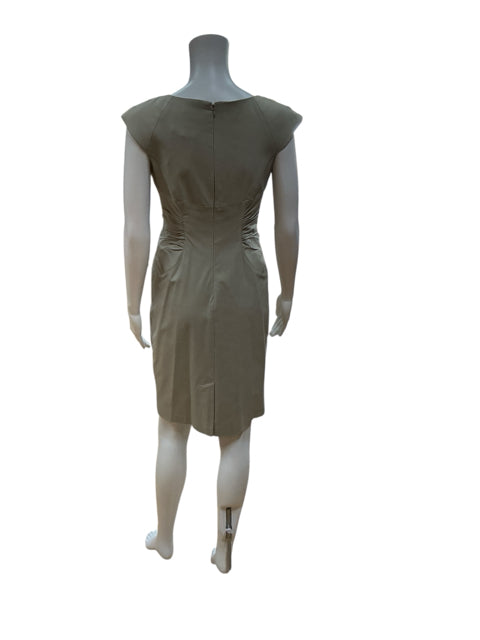 Adrianna Papell Khaki Sheath Khaki Beaded Cap Sleeve Cocktail Dress Size 4 - Size 4