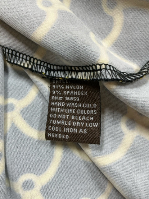 J. McLaughlin Black/Gold Sheath Catalina Cloth Black & Gold Chain Print Ruched Dress Size Small - Size S