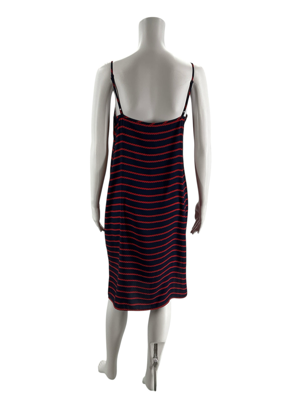 Ann Taylor Rope Print Cami Slip Dress Navy Red Nautical Size 4 - ONLINE ONLY
