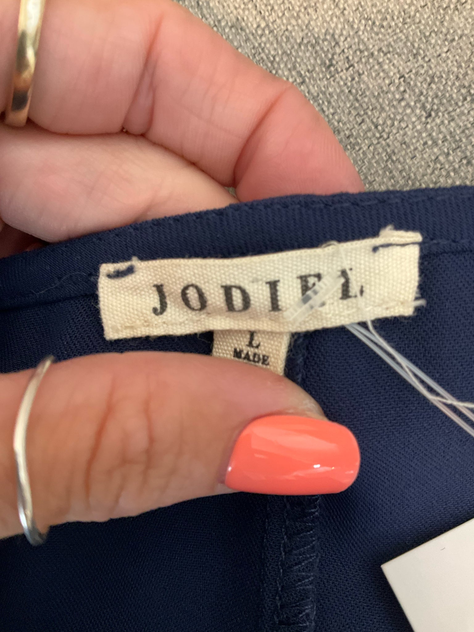 Jodifl Navy Blue Puff Sleeve V-Neck Shift Dress Size Large