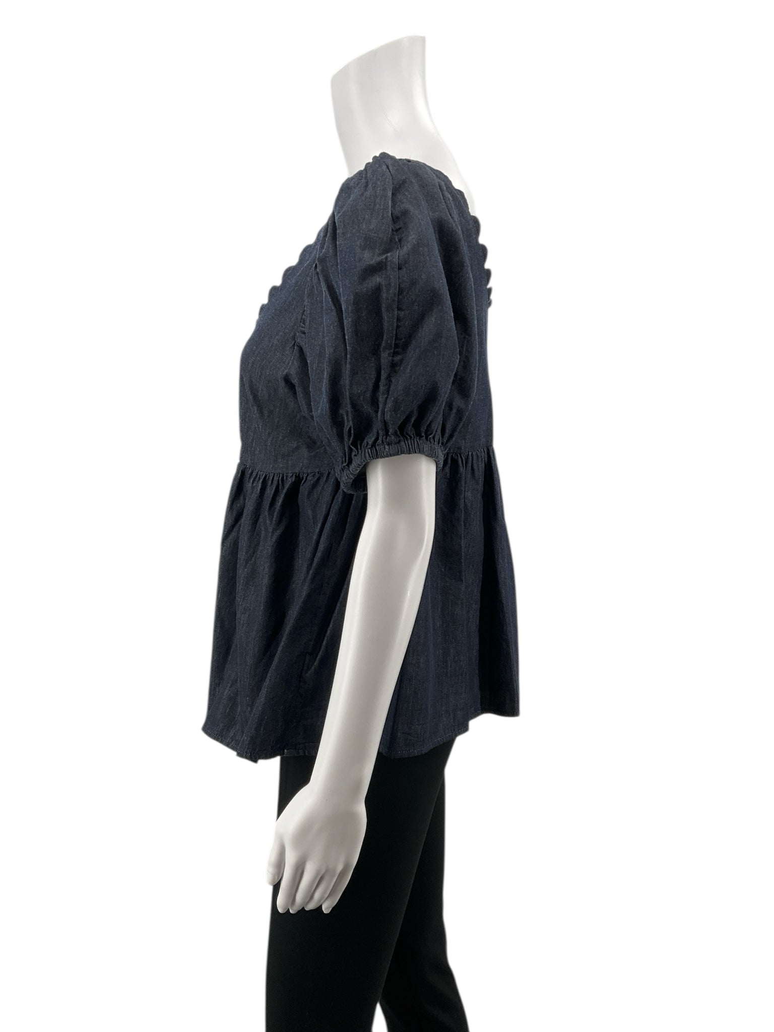 Kika Vargas for Target Blue Peplum Kika Vargas Blue Solid Pre-Owned Ladies Casual Top - Size XS - Size XS