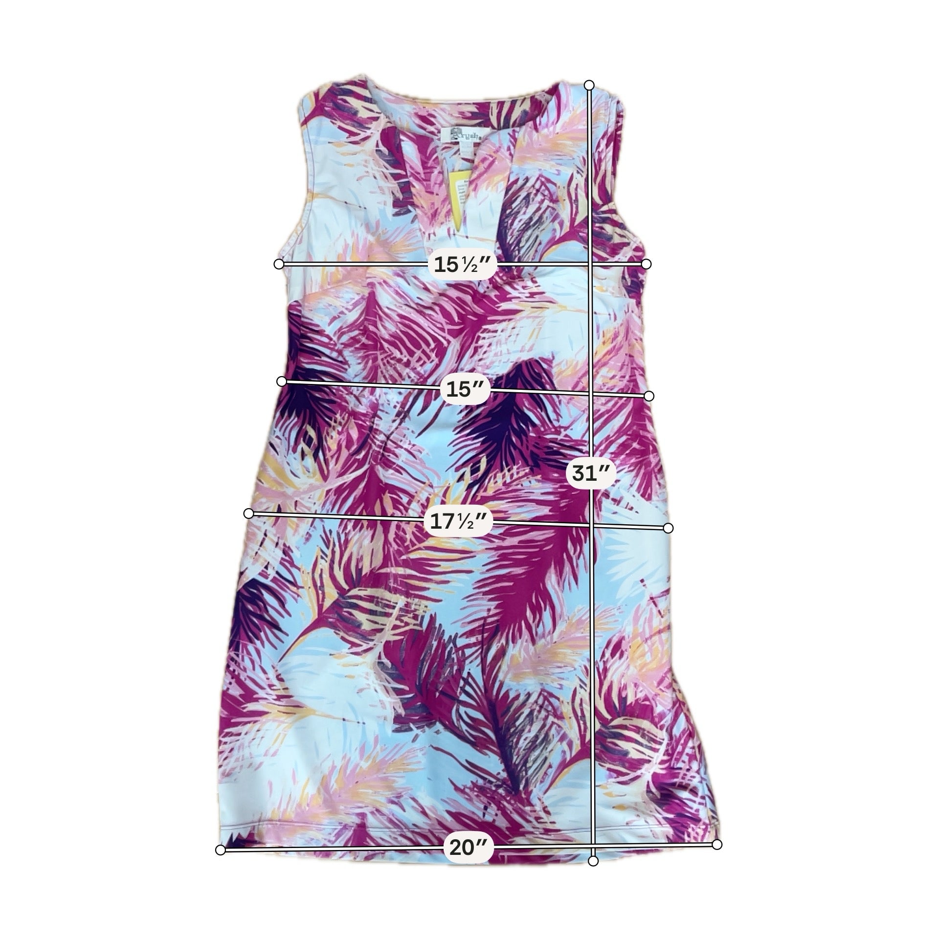 Aryeh Tropical Palm Leaf Print Sleeveless Shift Dress Size Small