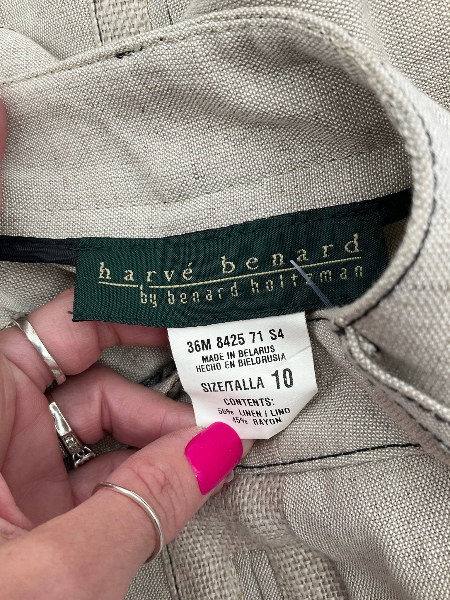 Harvé Benard Tan Skirt Tan Linen Blend Knee Length Career Skirt Size 10 - Size 10