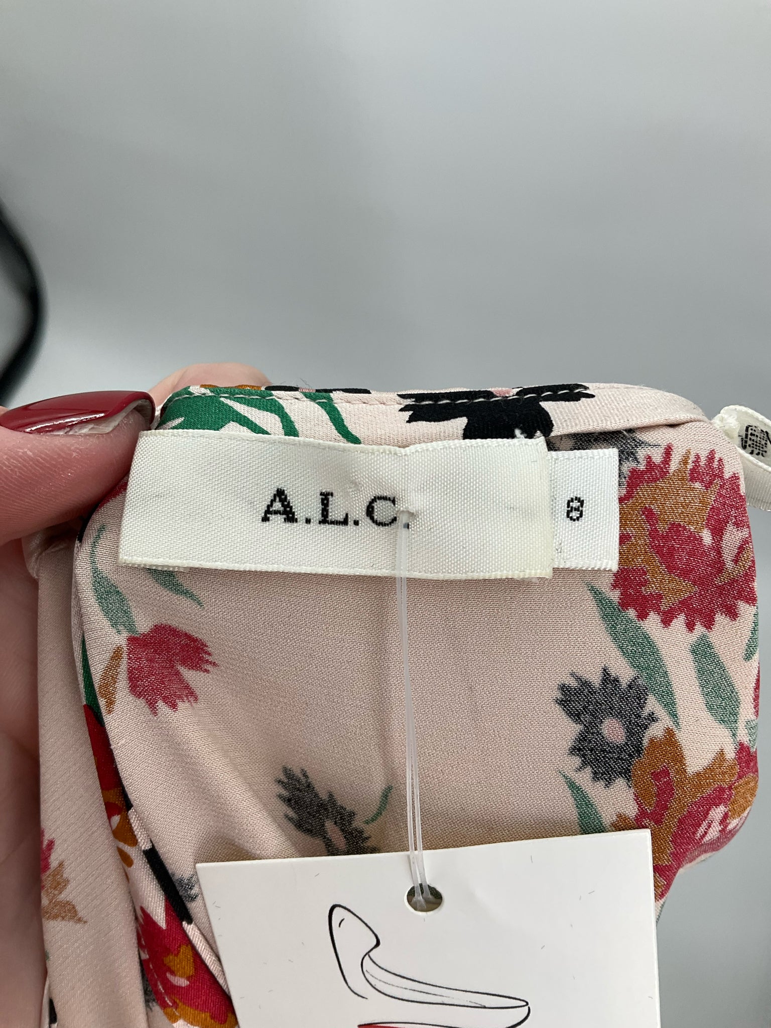 A.L.C. blush/red/black Sleeveless Kati Silk Floral Print Sleeveless Blouse Top Size 8 - Size 8