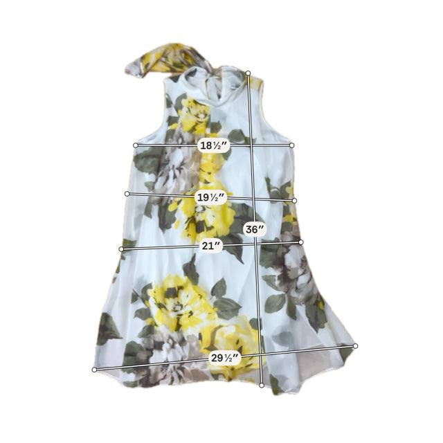 Robbie Bee Size 14 white/yellow/tan Floral Pre-Owned Ladies Dress