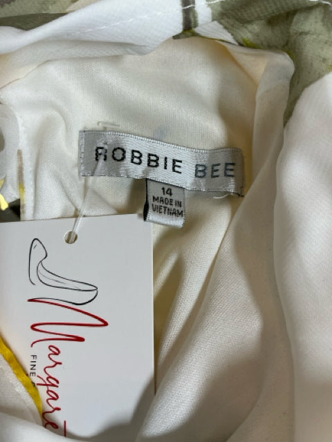 Robbie Bee Size 14 white/yellow/tan Floral Pre-Owned Ladies Dress