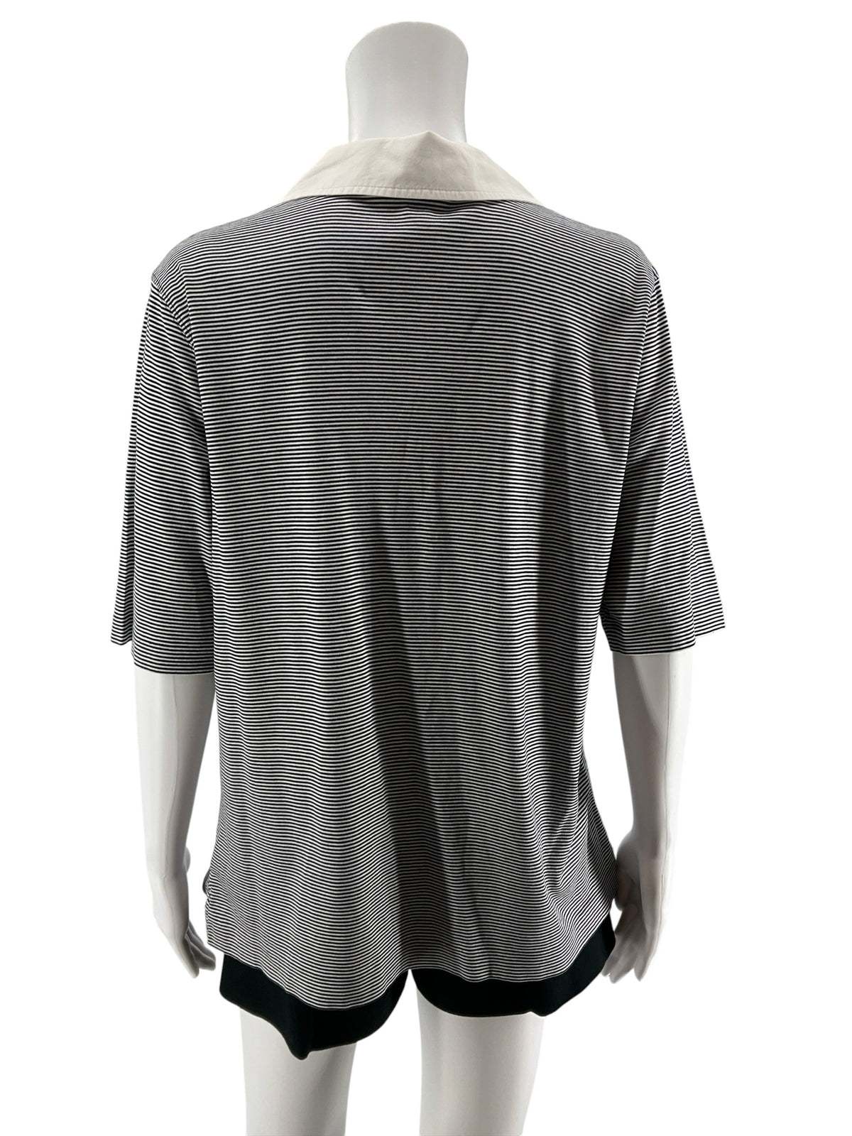 Brooks Brothers Navy & White Stripe V-Neck Polo Top | Size XL